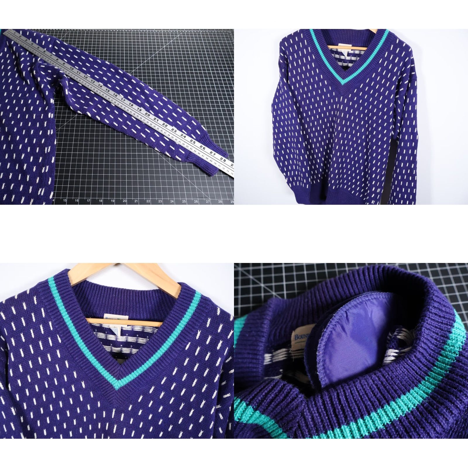 Vintage VINTAGE Boundary Waters Women's Large 90s Tennis Sweater Blue Birdseye V-Neck Cotton Ramie Blend Pullover Size L / US 10 / IT 46 - 8 Thumbnail