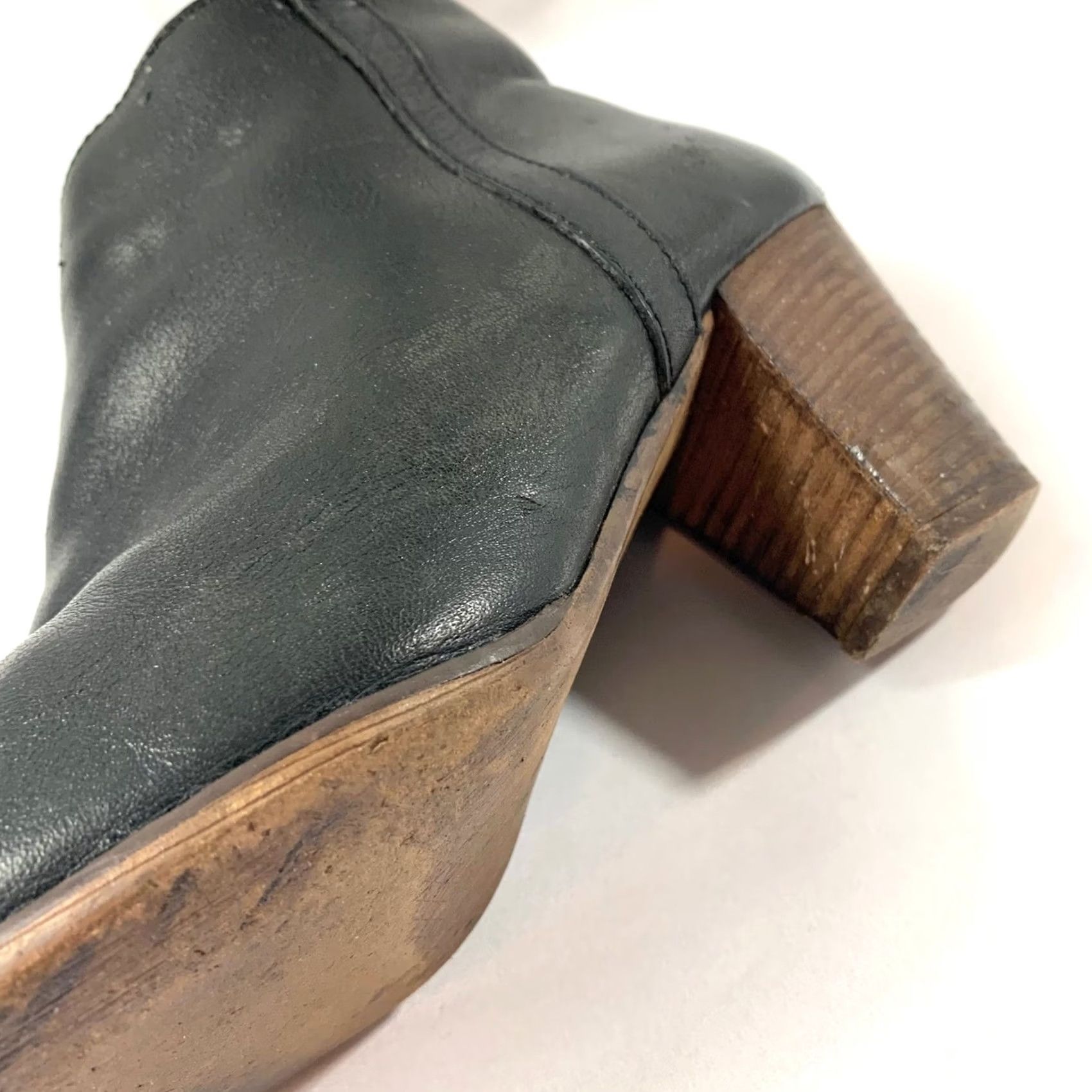 Madewell Madewell Black Leather Ankle Booties Womens 9.5 Stacked Heel Zip Up Size US 10 / IT 40 - 7 Thumbnail