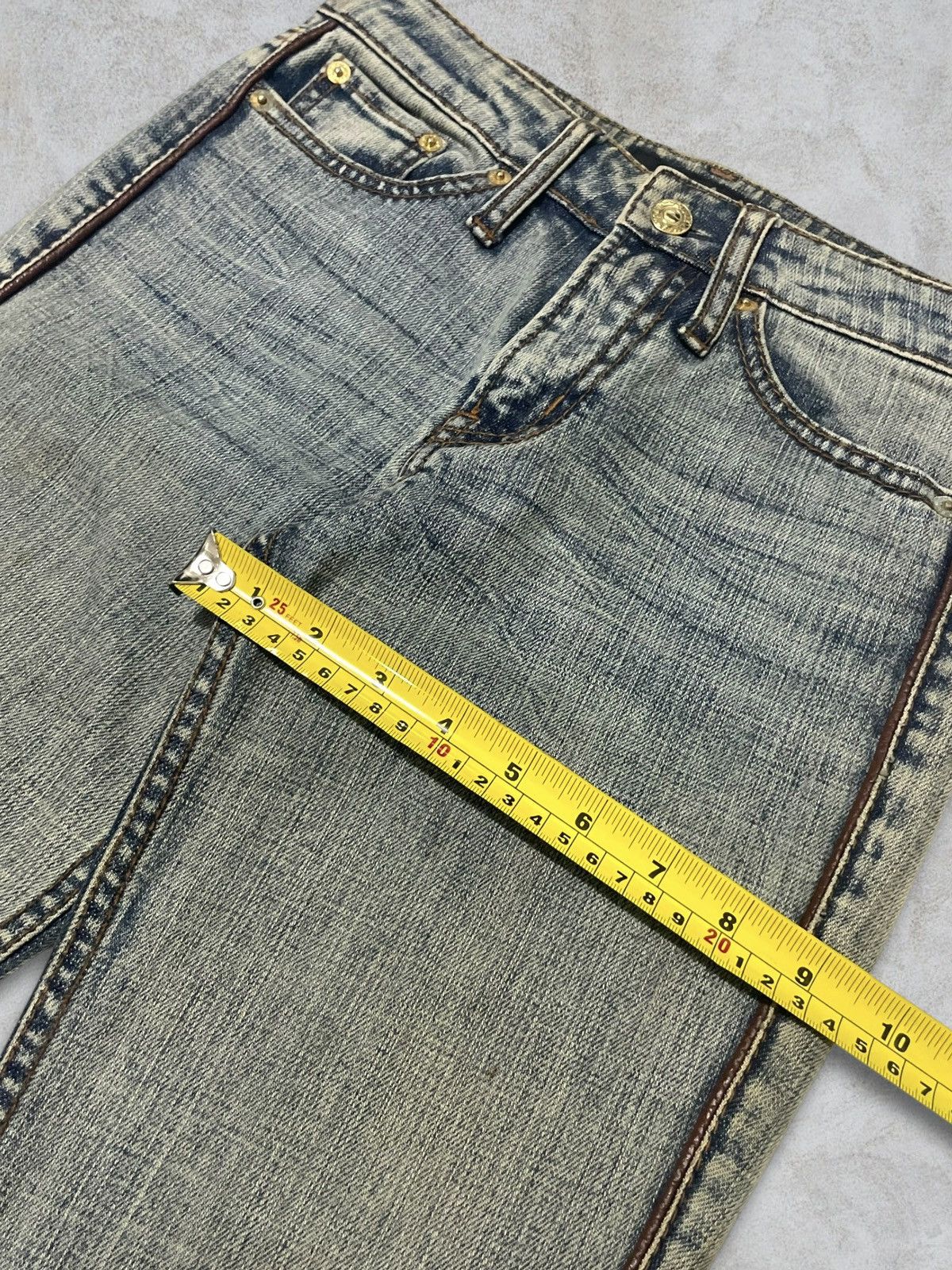 Nude Bad Girl Nuve Fade Wash Wax And Leather Style Flare Jeans Size 26" / US 2 / IT 38 - 18 Thumbnail