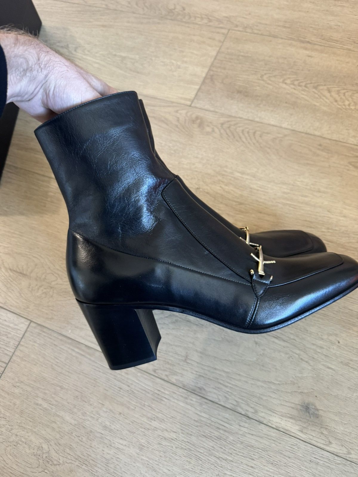Saint Laurent Paris BNIB Beau 75 Horsebit Leather Boots Size US 11 / EU 44 - 7 Thumbnail