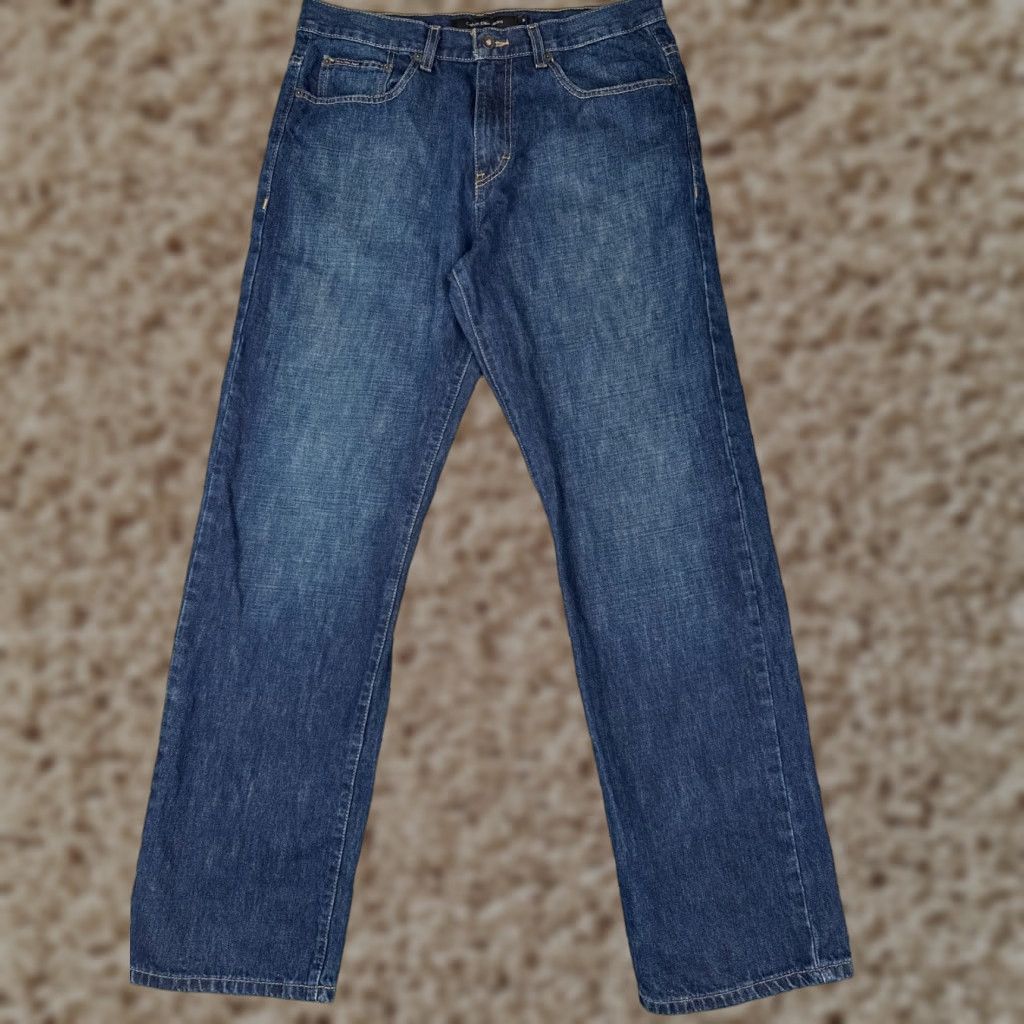 Calvin Klein Calvin Klein Jeans Men 34x33 Blue Denim Slim Straight Zip Fly Dark Cotton Blend Size US 34 / EU 50 - 1 Thumbnail
