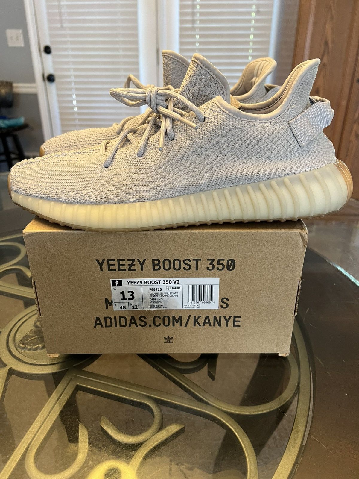 Adidas × Kanye West Adidas Yeezy Boost 350 V2 “Sesame” 2018 Size US 13 / EU 46 - 2 Thumbnail