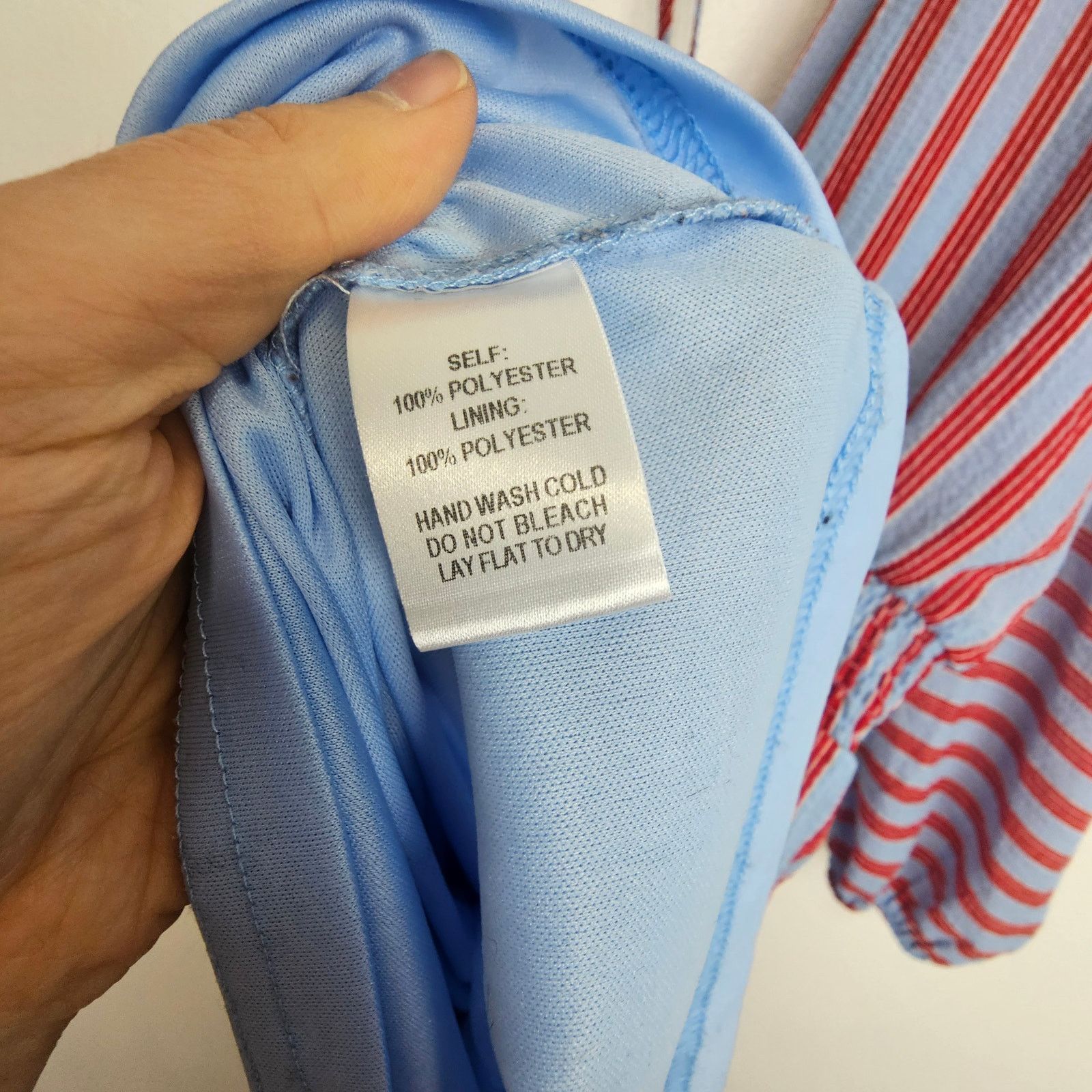 Lululemon Lulu's Dress Blue Red Striped Hi Low Dress Puff Sleeve L Size L / US 10 / IT 46 - 8 Thumbnail