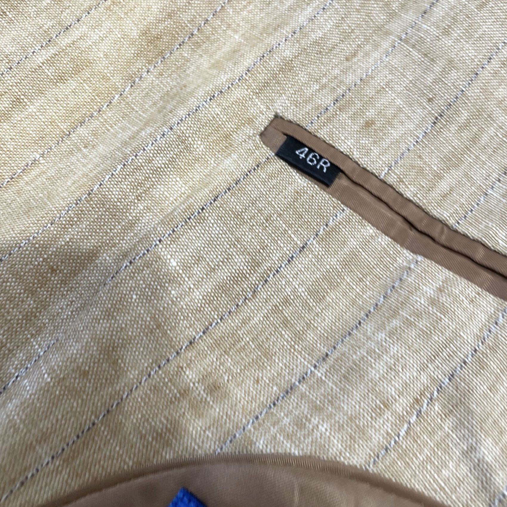 Vintage Vtg Giovanno Collezione Blazer Men 46 R Tan Stripe Linen Vintage Grunge Retro 2 Piece Notch Lapel Mens Regular Size 46 Brown Linen Stripe Blazer Size 46R - 5 Thumbnail