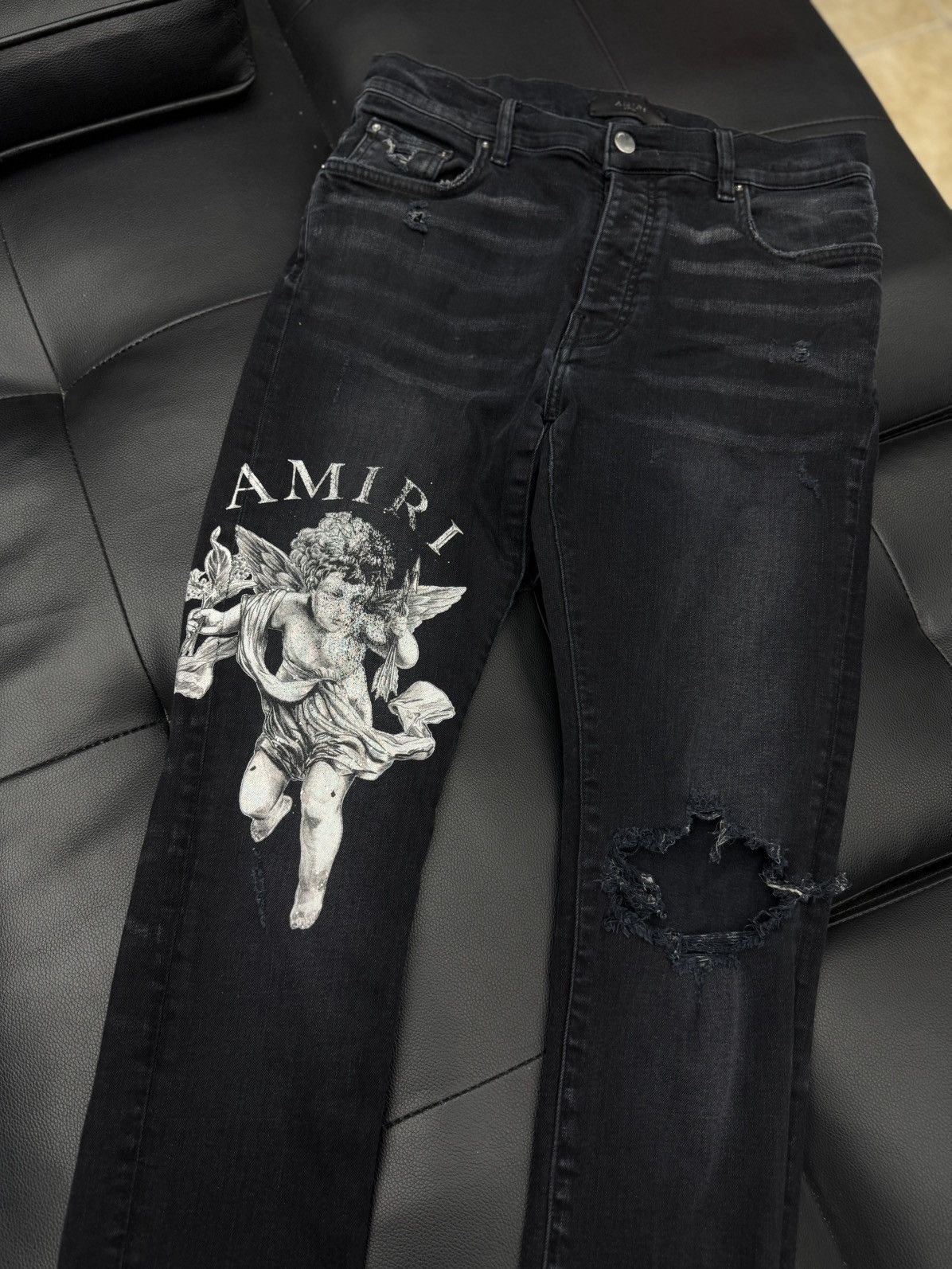 Amiri Amiri Skinny Jeans Angel Leg Logo RARE Size 33 Size US 32 / EU 48 - 6 Thumbnail