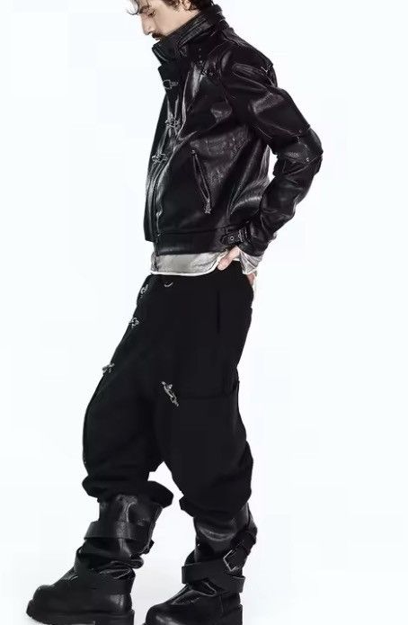Japanese Brand Cyber Punk Metal Clasp PU Leather Jacket Industrial Crop Size US L / EU 52-54 / 3 - 12 Thumbnail