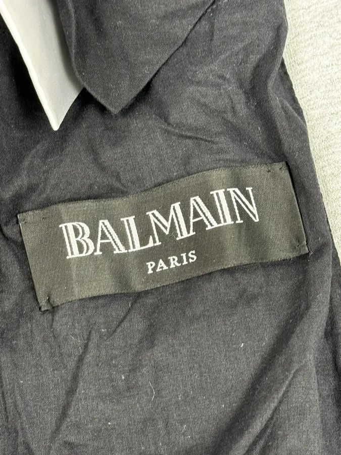 Balmain SS2019 Balmain Sample Grey & Black Horpist Leather Zip-Up Hooded Jacket Size US S / EU 44-46 / 1 - 10 Thumbnail