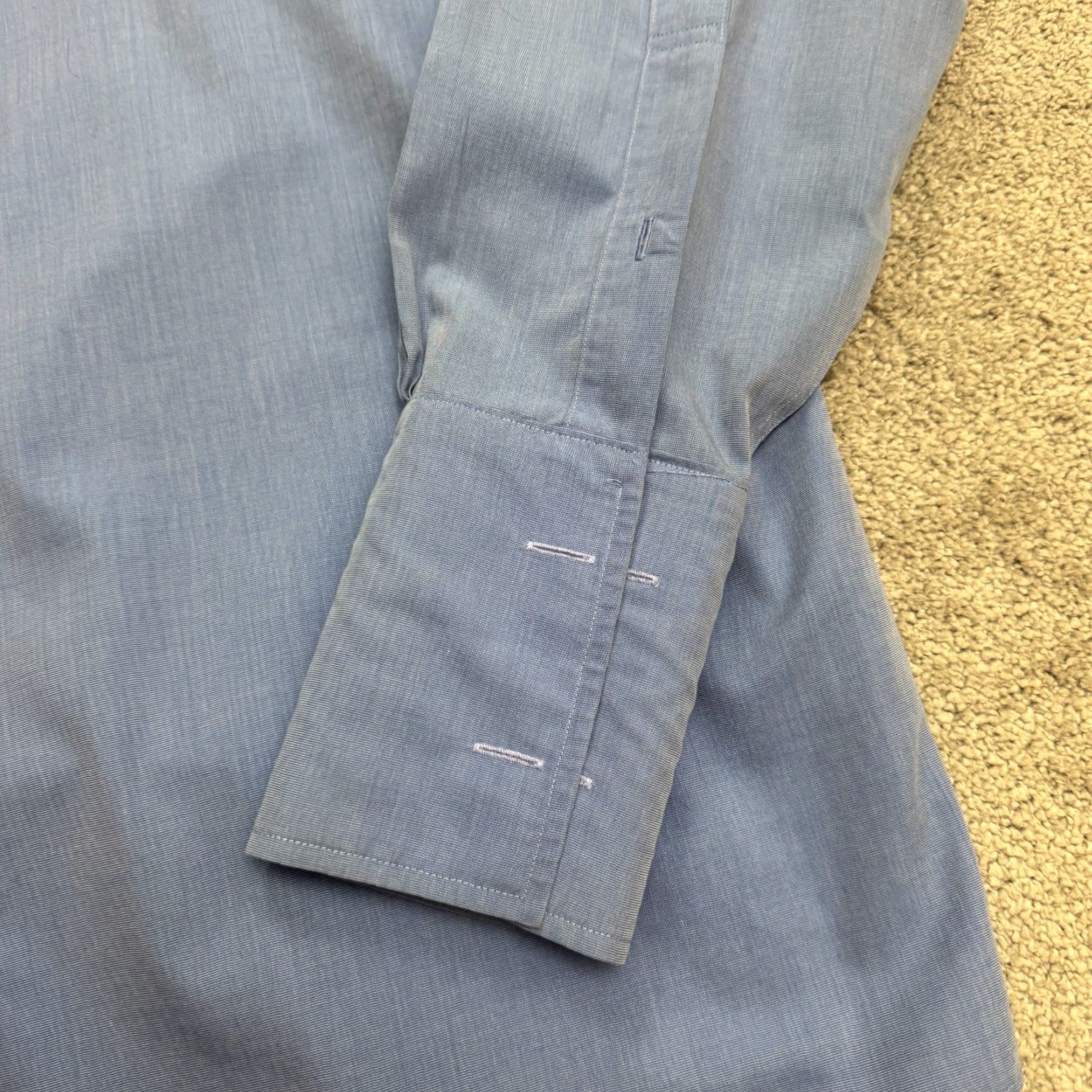 Brooks Brothers Brooks Brothers 346 Non-Iron Regular Fit Dress Shirt Mens 17-34 Blue Cotton Work Shirt Size 46R - 4 Thumbnail