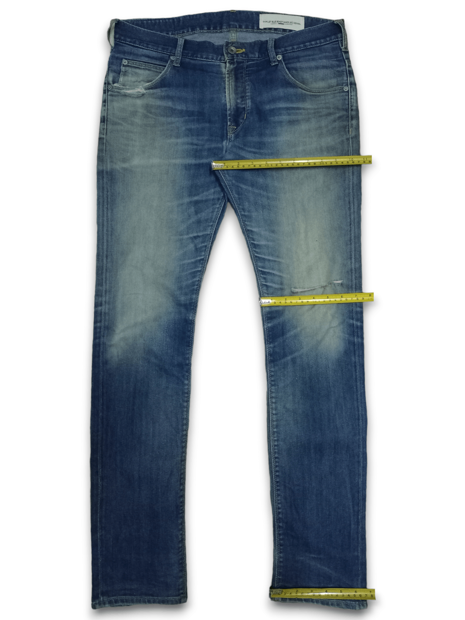 Japanese Brand × Ships Jet Blue Vintage Ships Jet Blue Blue Wash Distressed Jeans 34x31 Size US 34 / EU 50 - 10 Thumbnail