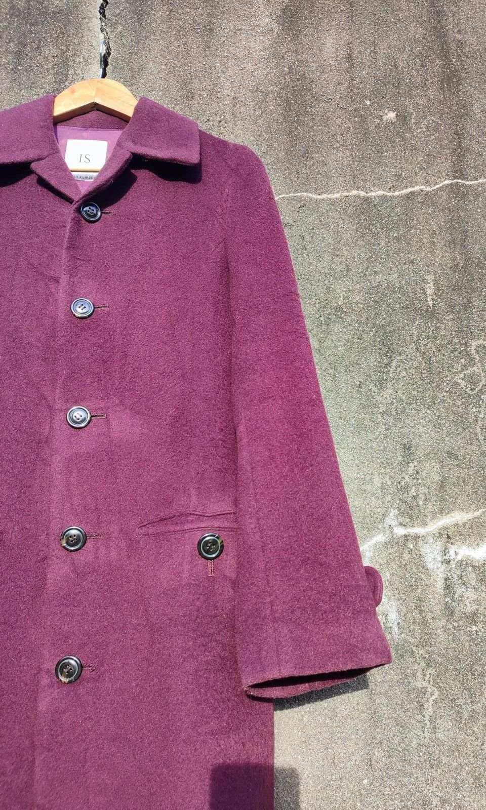 Issey Miyake I.S. sunao kuwahara Plum Wool Long Coat Avant-Garde Japanese Size S / US 4 / IT 40 - 4 Thumbnail
