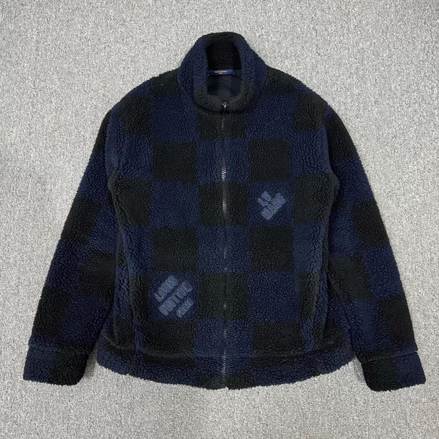Louis Vuitton LV x Nigo Navy Blue Damier Teddy Fleece Jacket XL Size US XL / EU 56 / 4 - 1 Thumbnail