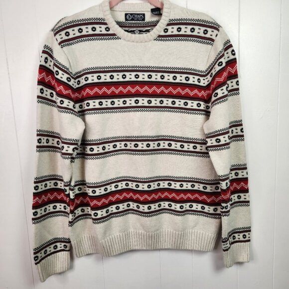 Chaps Chaps Logan Men’s Large Chunky Knit Winter Sweater Red White Size US L / EU 52-54 / 3 - 1 Thumbnail
