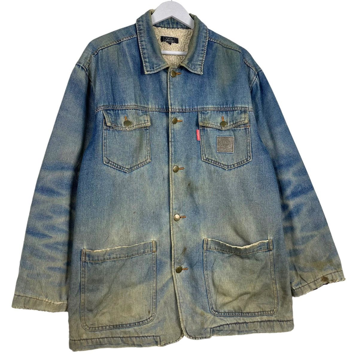 Cuadra 💥VINTAGE FRANCO COLLEZIONI DENIM CHORE BARN SHERPA JACKET Size US L / EU 52-54 / 3 - 3 Thumbnail