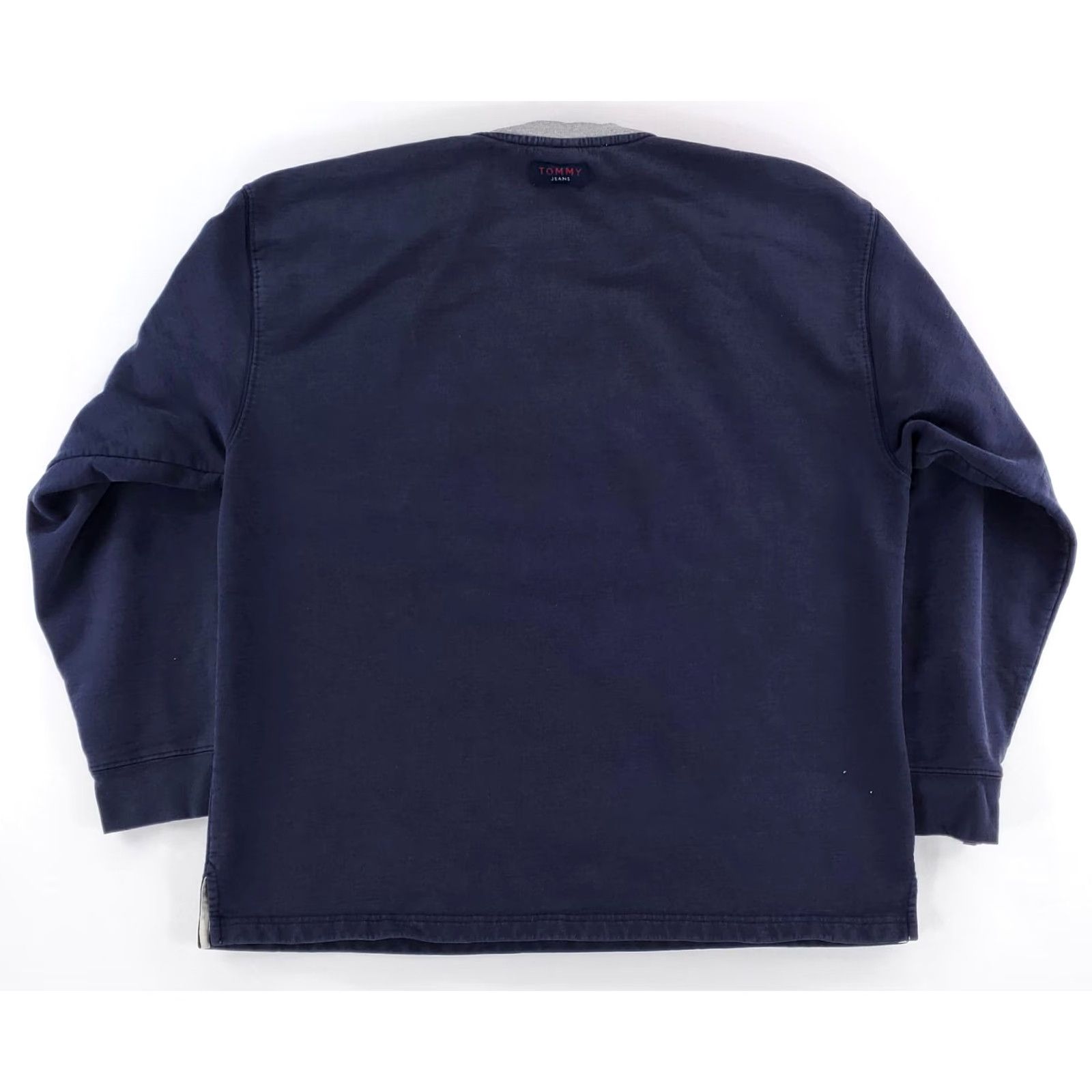 Tommy Hilfiger VINTAGE Tommy Jeans Long Sleeve Sweatshirt Blue Big Center Logo 2XL Mens Y2K Spellout Pullover Size US XXL / EU 58 / 5 - 5 Thumbnail
