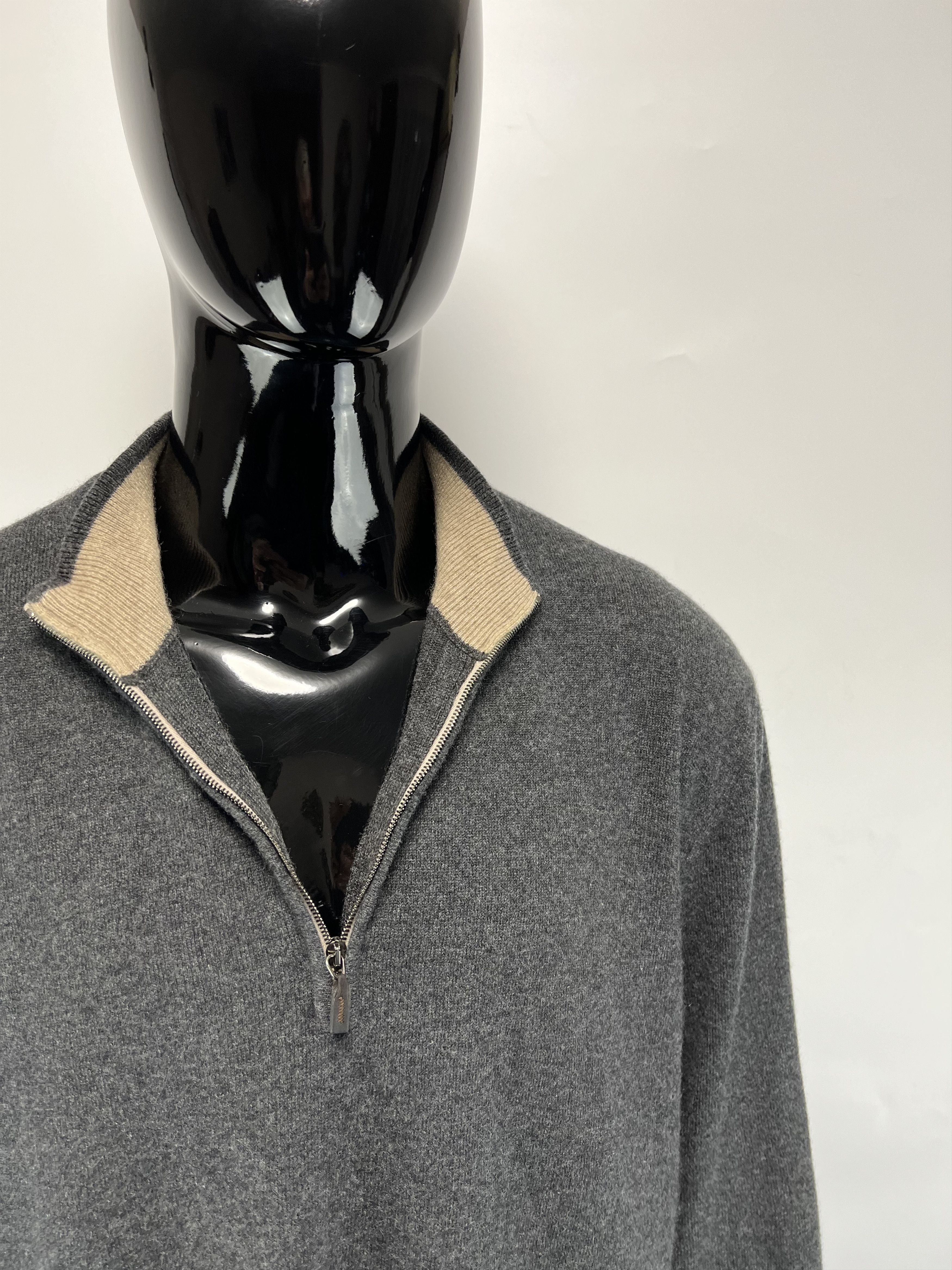 Maurizio Baldassari Maurizio Baldassari Wool Silk 1/4 Zip Sweater Size US XXL / EU 58 / 5 - 13 Thumbnail