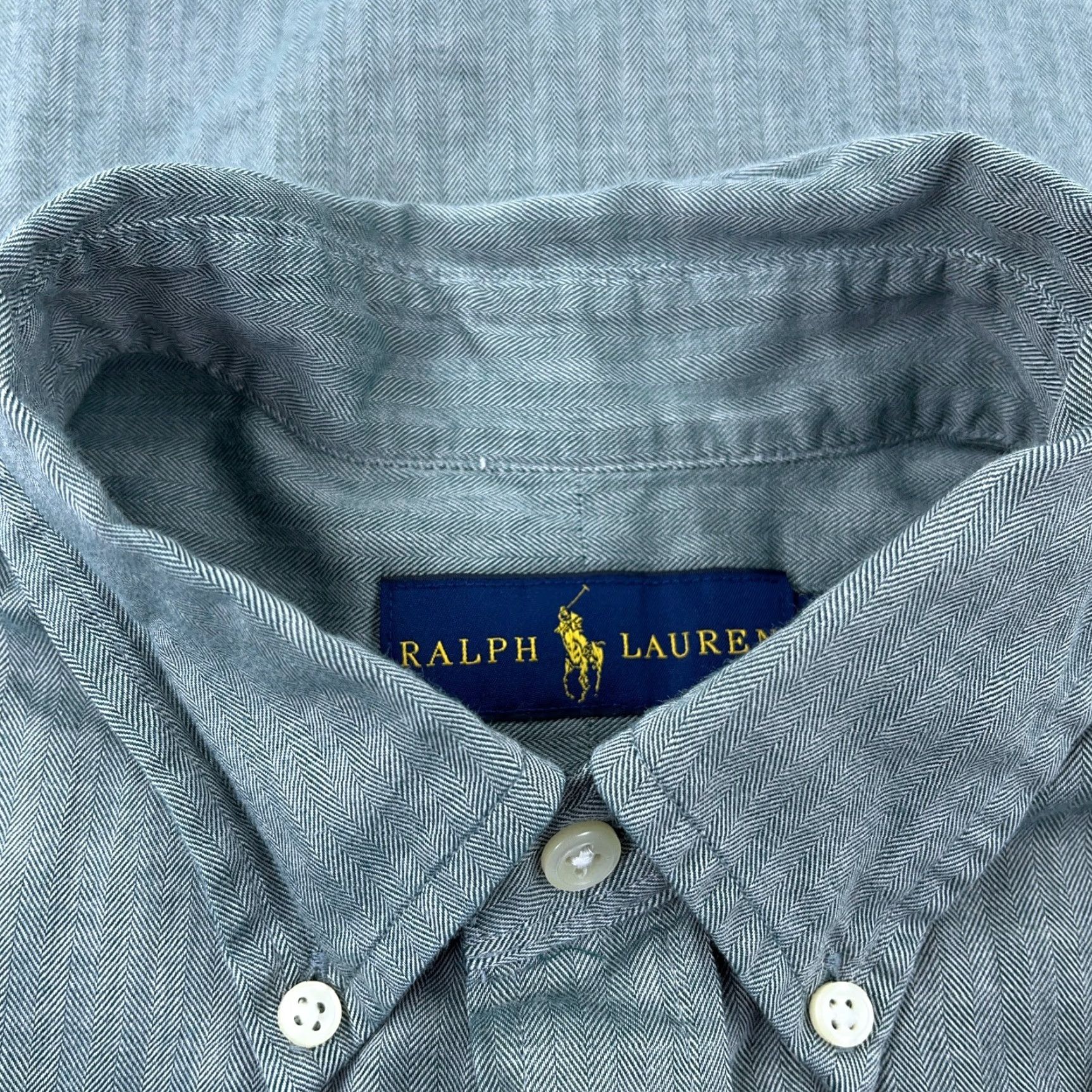Ralph Lauren Ralph Lauren Button-Up Shirt Men Medium Green Herringbone Lightweight Cotton Casual Dress Size 40R - 5 Thumbnail