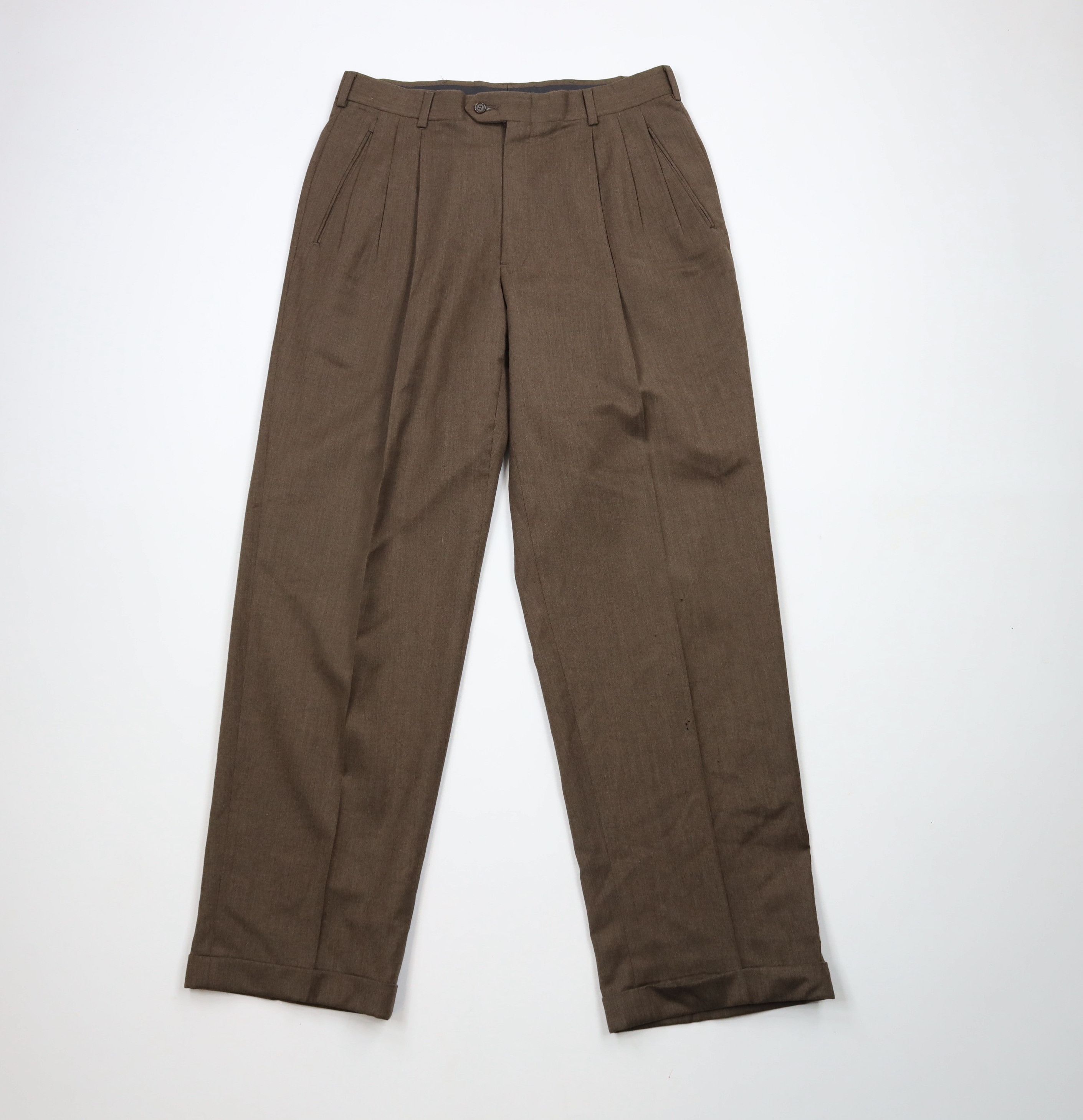 Vintage Vintage 90s Streetwear Cuffed Wide Leg Chino Pants Brown Size US 32 / EU 48 - 1 Thumbnail