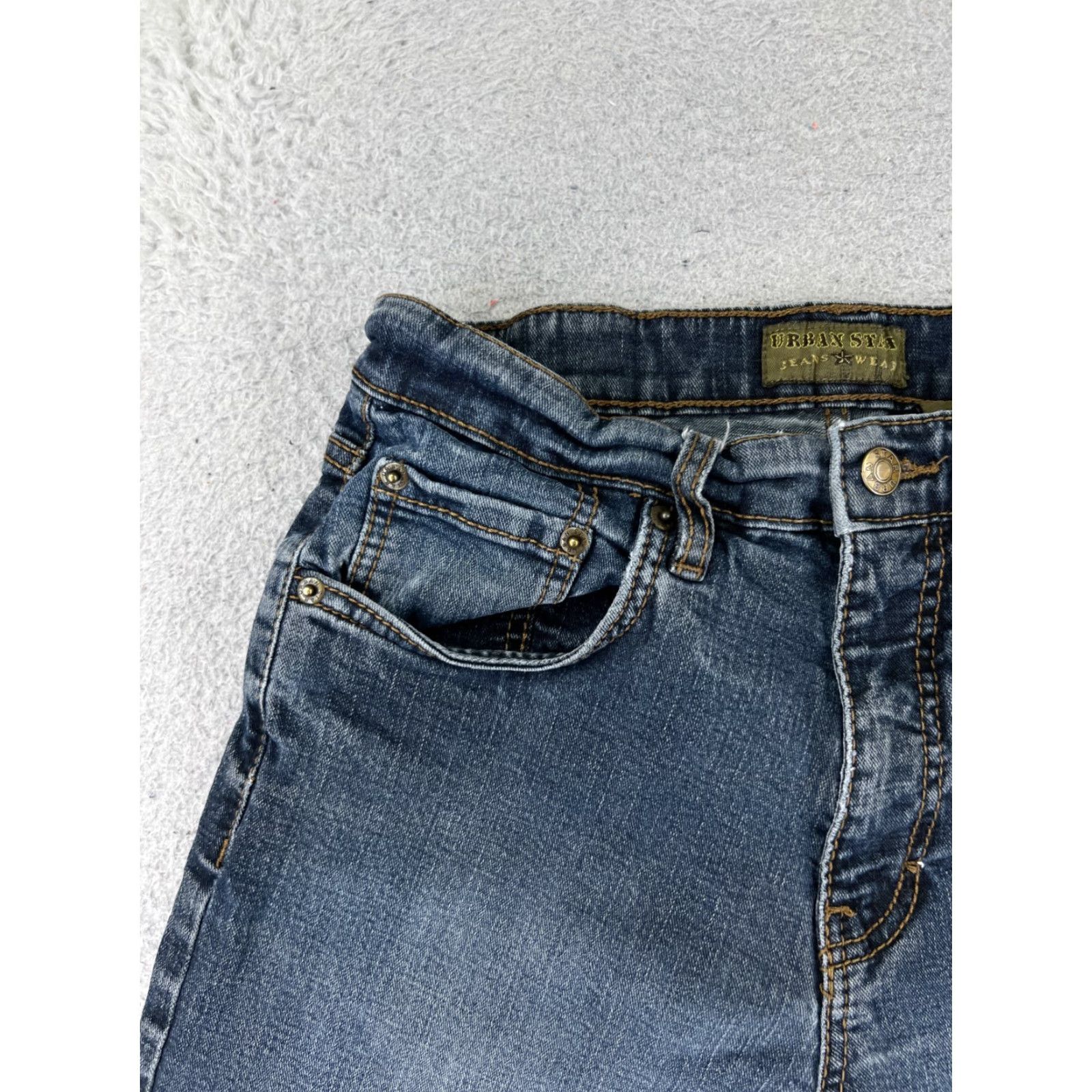 Vintage Urban Star Shorts Women's Denim Blue Dark Wash 30 28x6 Cotton Blend Mid Rise Cut-Off 5-Pocket Stretch Casual Everyday Womens 90s? Size 30" / US 8 / IT 44 - 4 Thumbnail