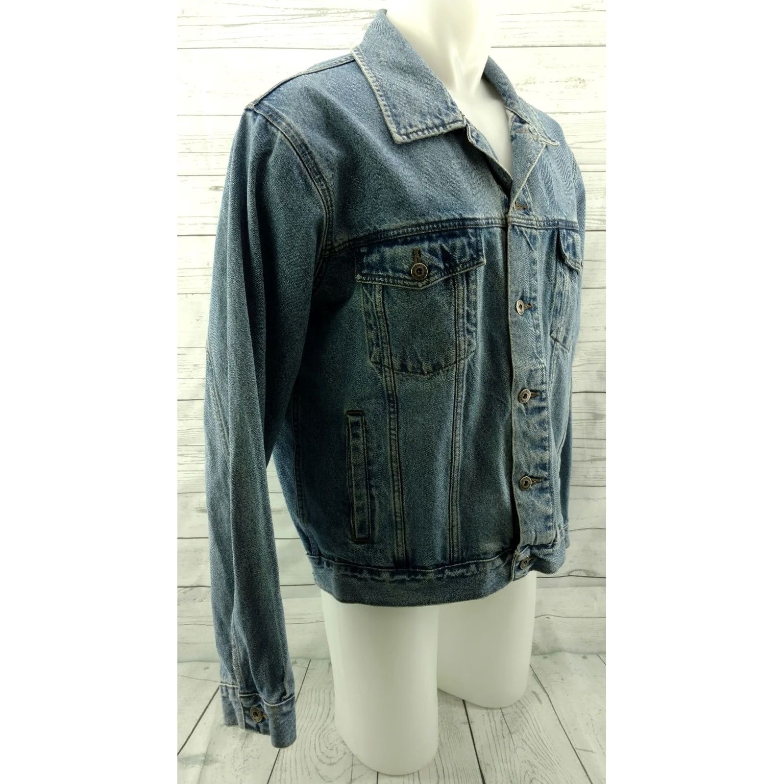 Wrangler Wrangler Hero Denim Jean Trucker Jacket Blue Mens XL Brothers? Size US 36 / EU 52 - 4 Thumbnail