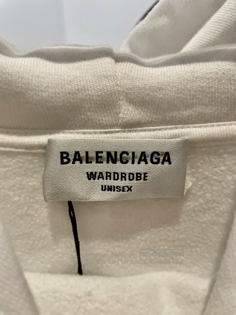 Balenciaga Balenciaga Faded Logo Letter Printed Fleece Drawstring Hoo Size US XS / EU 42 / 0 - 4 Thumbnail