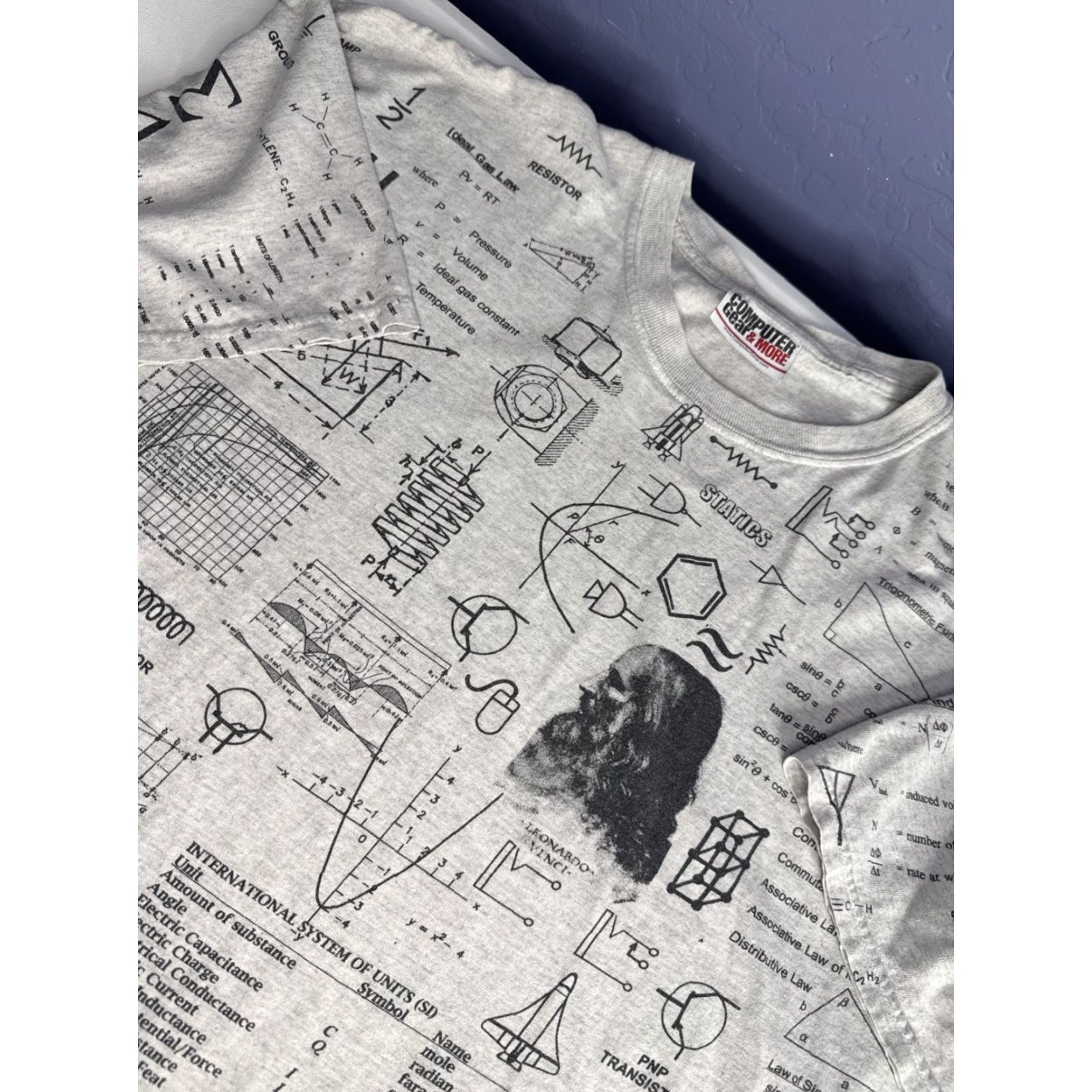 Vintage VINTAGE Computer Gear & More T Shirt 2XL Gray All Over Print Formula Math Mens T-Shirt Size US XXL / EU 58 / 5 - 3 Thumbnail