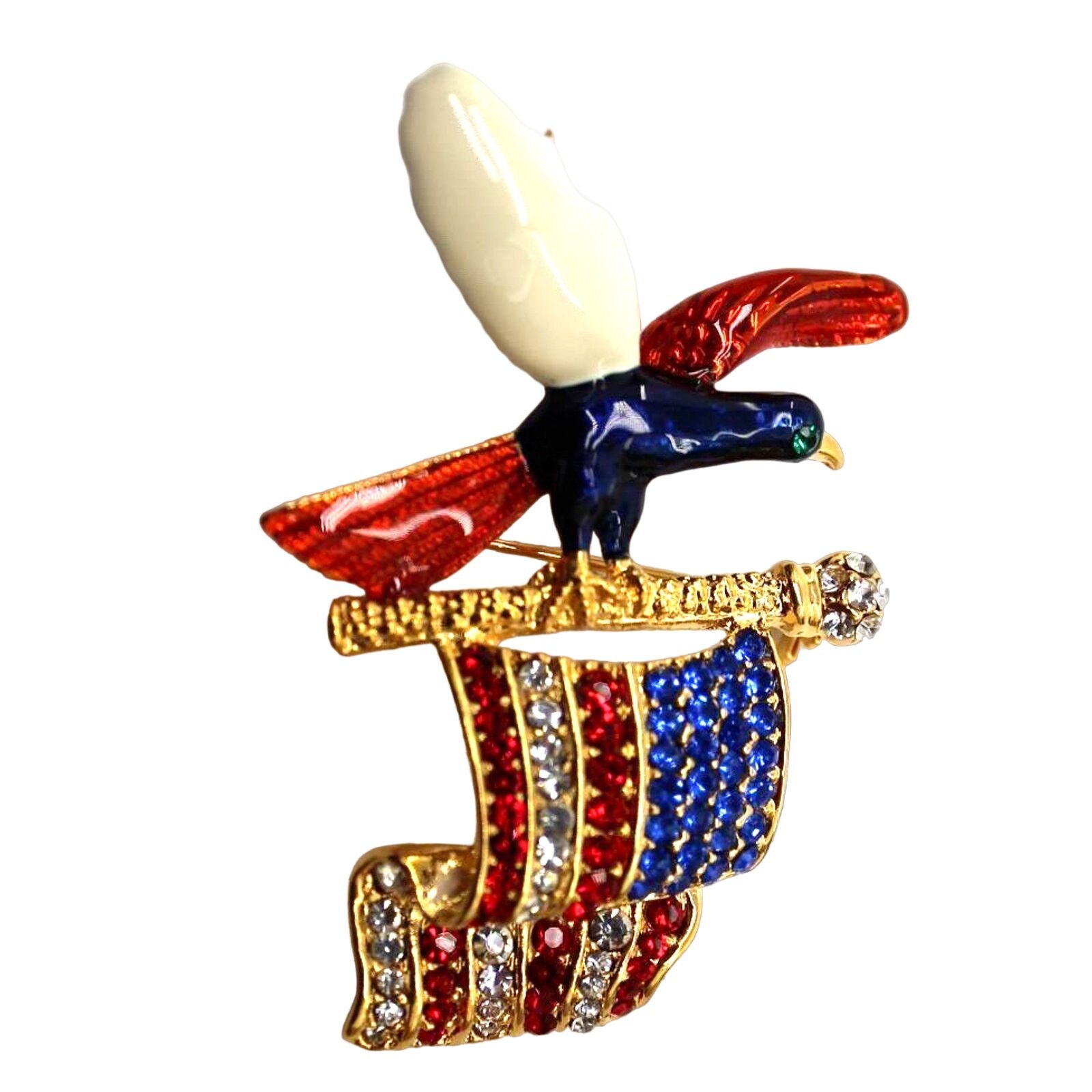 Other American Flag Eagle Brooch Pin • Red White Blue Rhinestones Size ONE SIZE - 2 Thumbnail