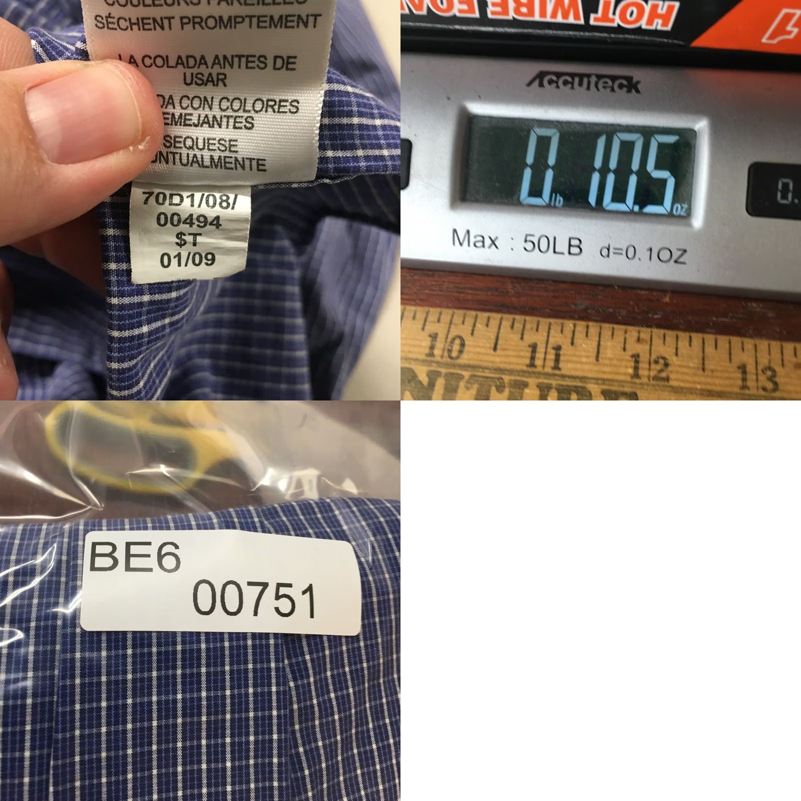 Tommy Hilfiger Tommy Hilfiger Shirt Mens 16 1/2 Blue Cotton Gingham Long Sleeve Button Down Shirt Size US L / EU 52-54 / 3 - 10 Thumbnail