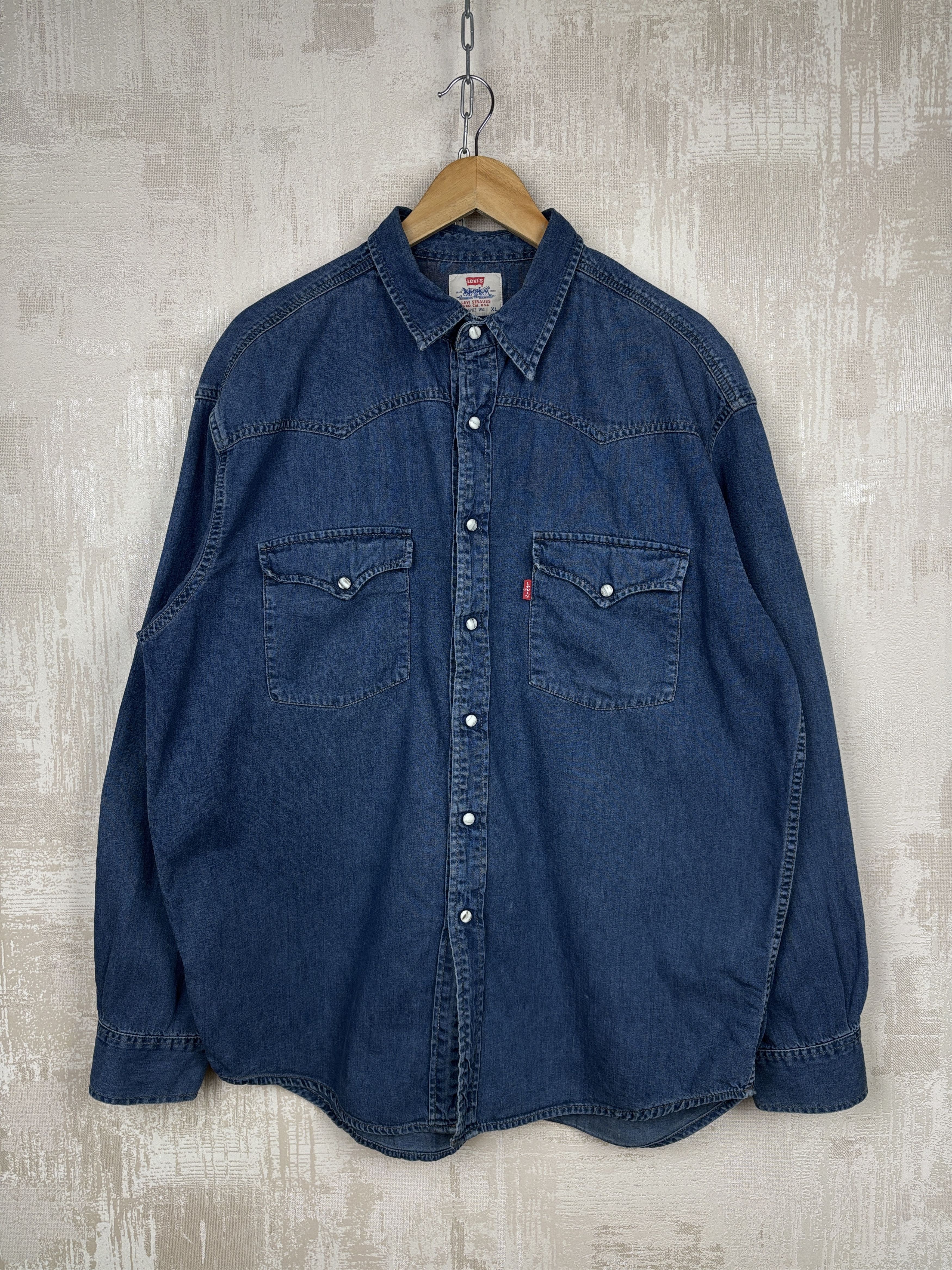 Levi's 90's Levi's Vintage Western Denim Jeans Pearl Snap Shirt Size US XL / EU 56 / 4 - 3 Thumbnail