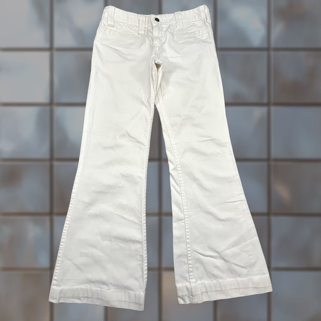 Vintage VINTAGE Plushbottoms Pants Womens 28x28 White Low Rize Flare Zipper 70s Size 28" / US 6 / IT 42 - 1 Thumbnail