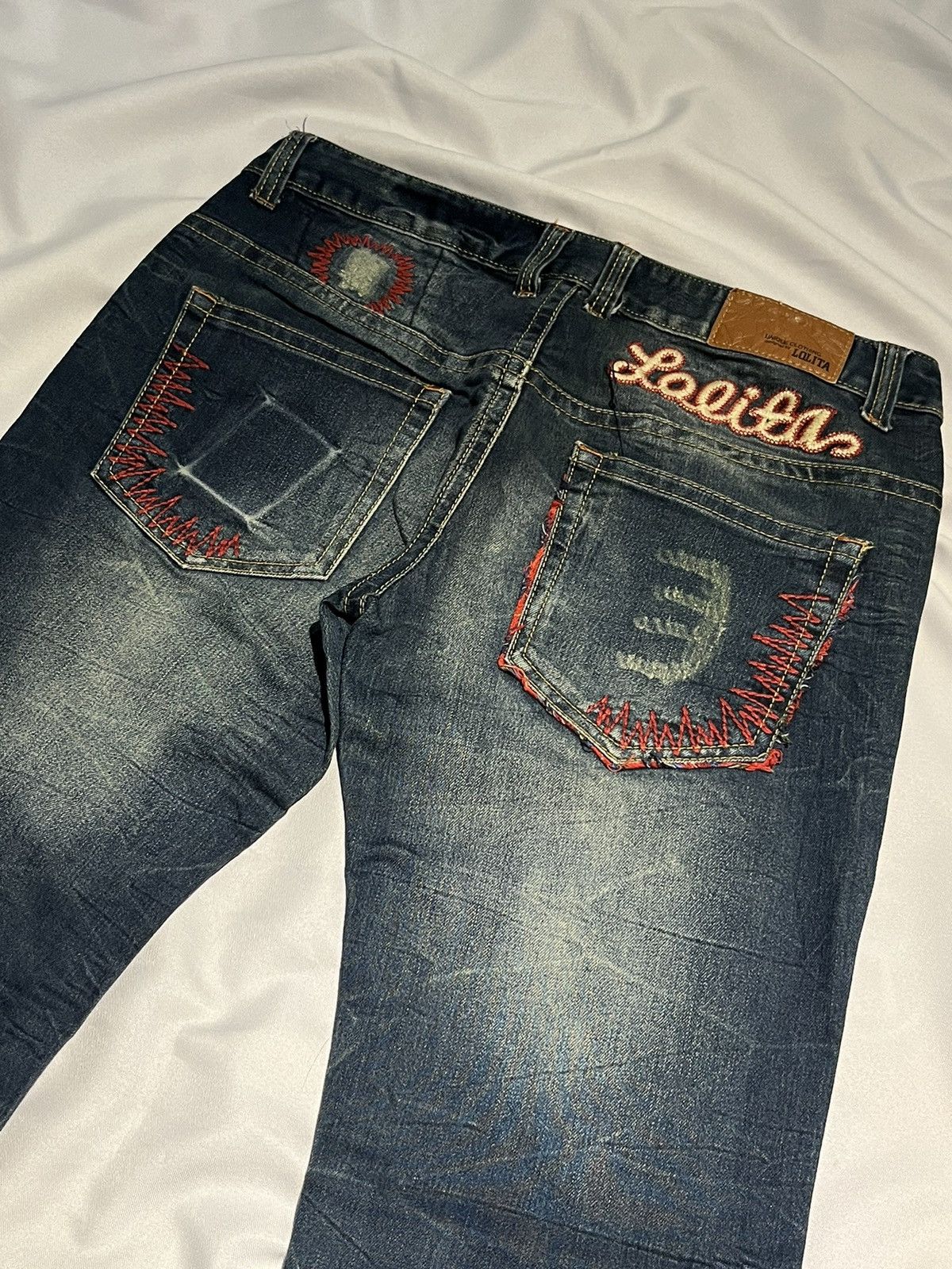 Jean LOLITA JEANS JAPAN WIDE LEG MUDWASH BAGGY DENIM EMBROIDERED Size 29" - 4 Thumbnail