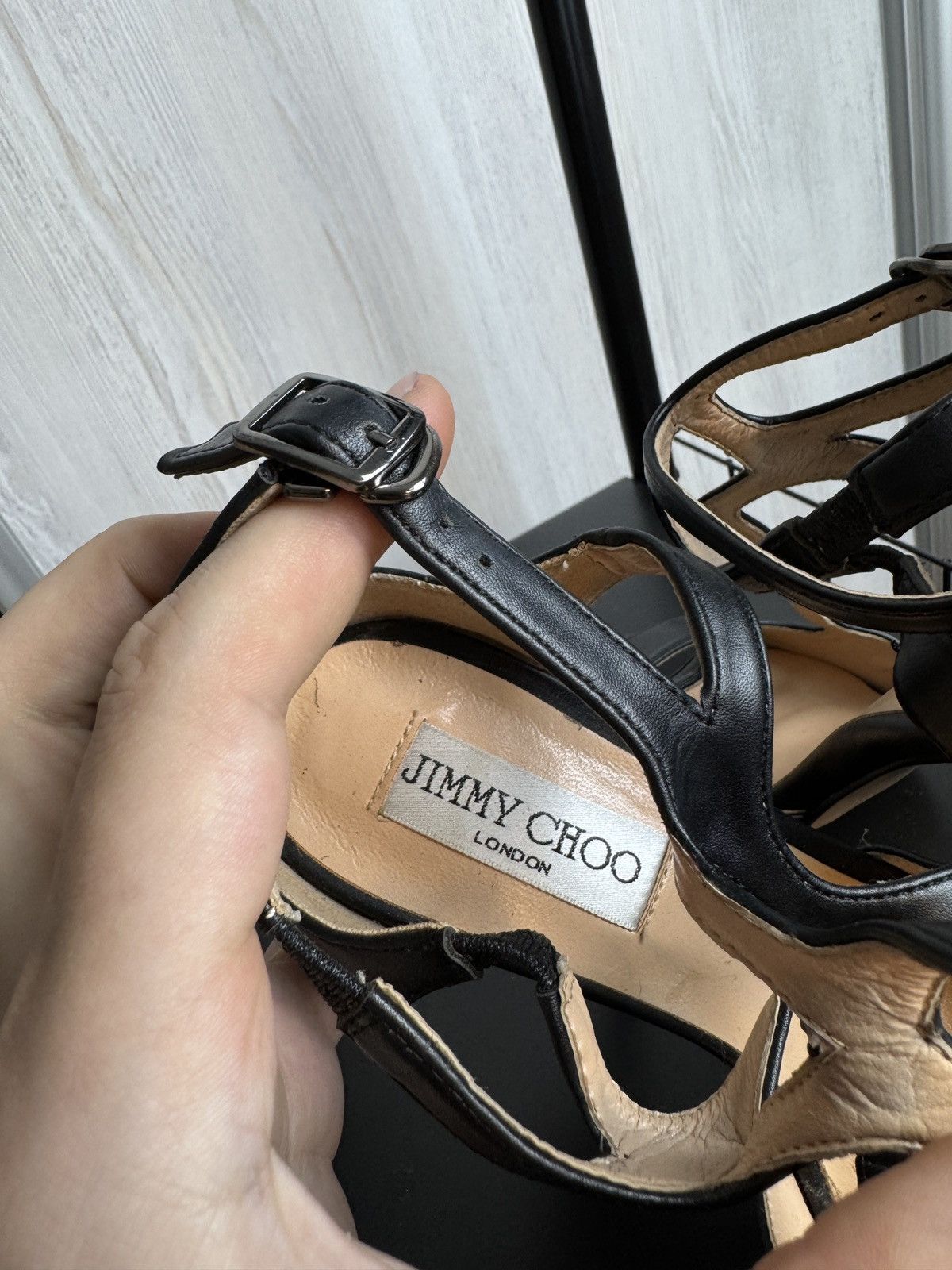 Jimmy Choo Jimmy Choo Black Leather Caged Ankle Sandals Heels Size US 7 / IT 37 - 13 Thumbnail