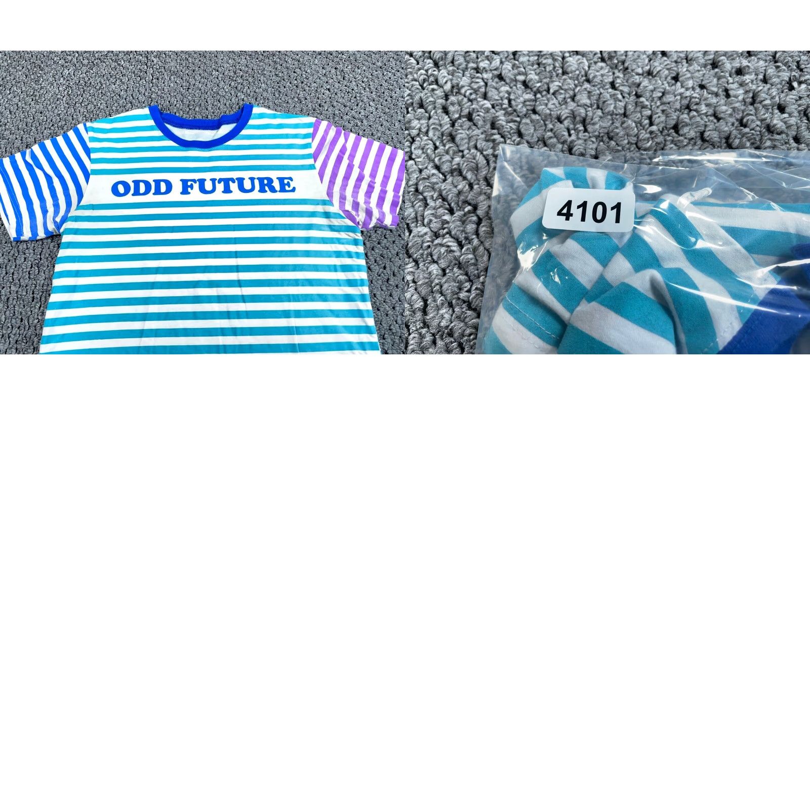 Odd Future Odd Future Spell Out Striped T-Shirt Adult Medium White Blue Tyler Creator Rap Size US M / EU 48-50 / 2 - 8 Thumbnail
