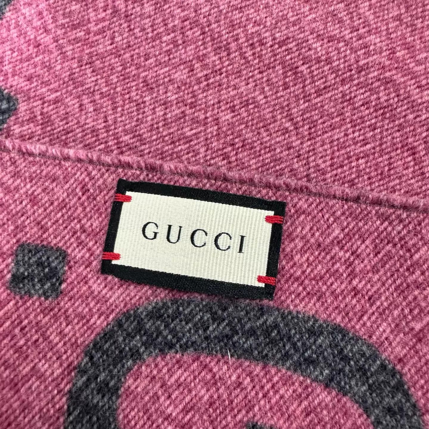 Gucci Gucci Pink Gray Colorblock GG Jacquard Wool Scarf Size ONE SIZE - 4 Thumbnail