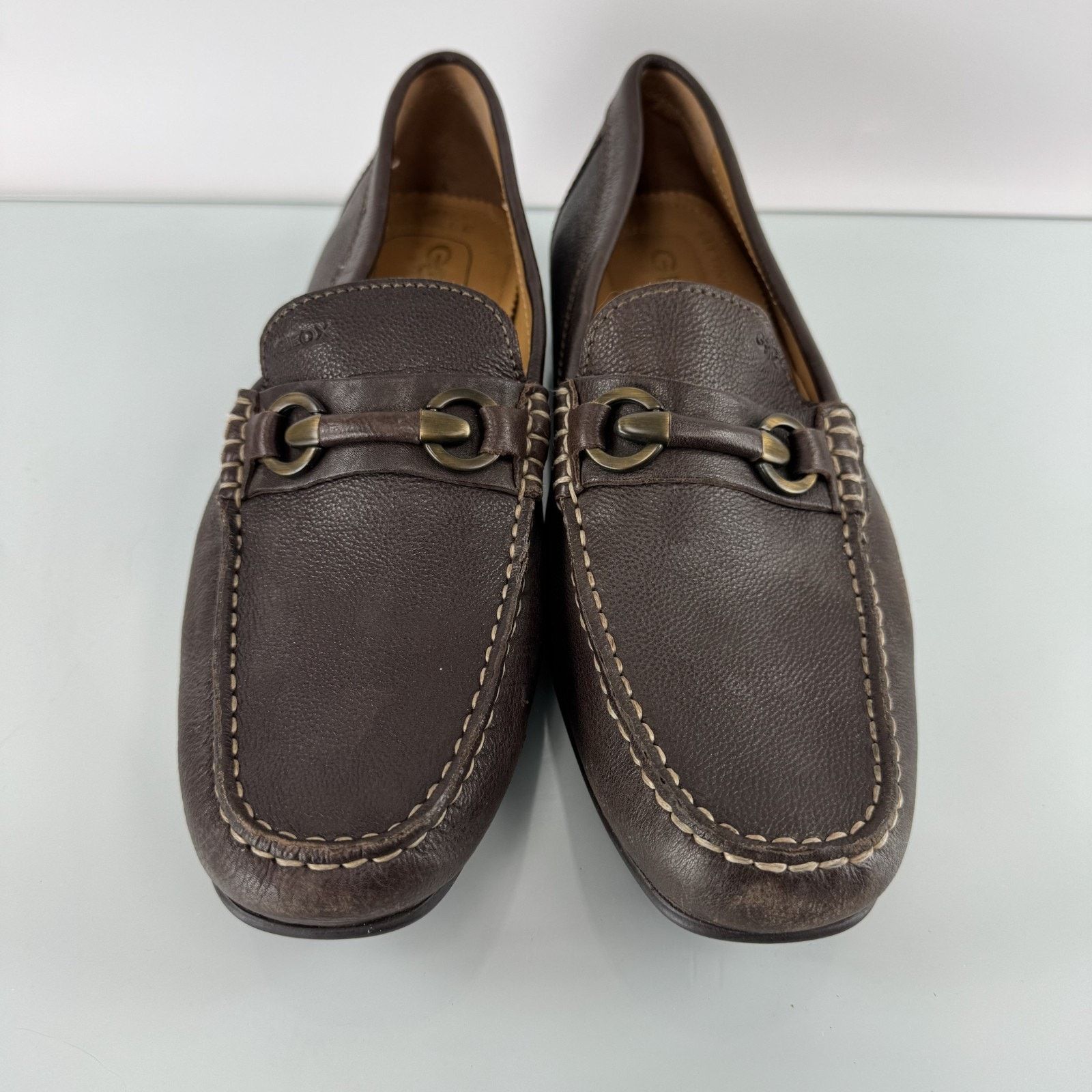 Geox GEOX Respira Men's Horsebit Driving Brown Leather Loafer 12 Size US 12 / EU 45 - 2 Thumbnail