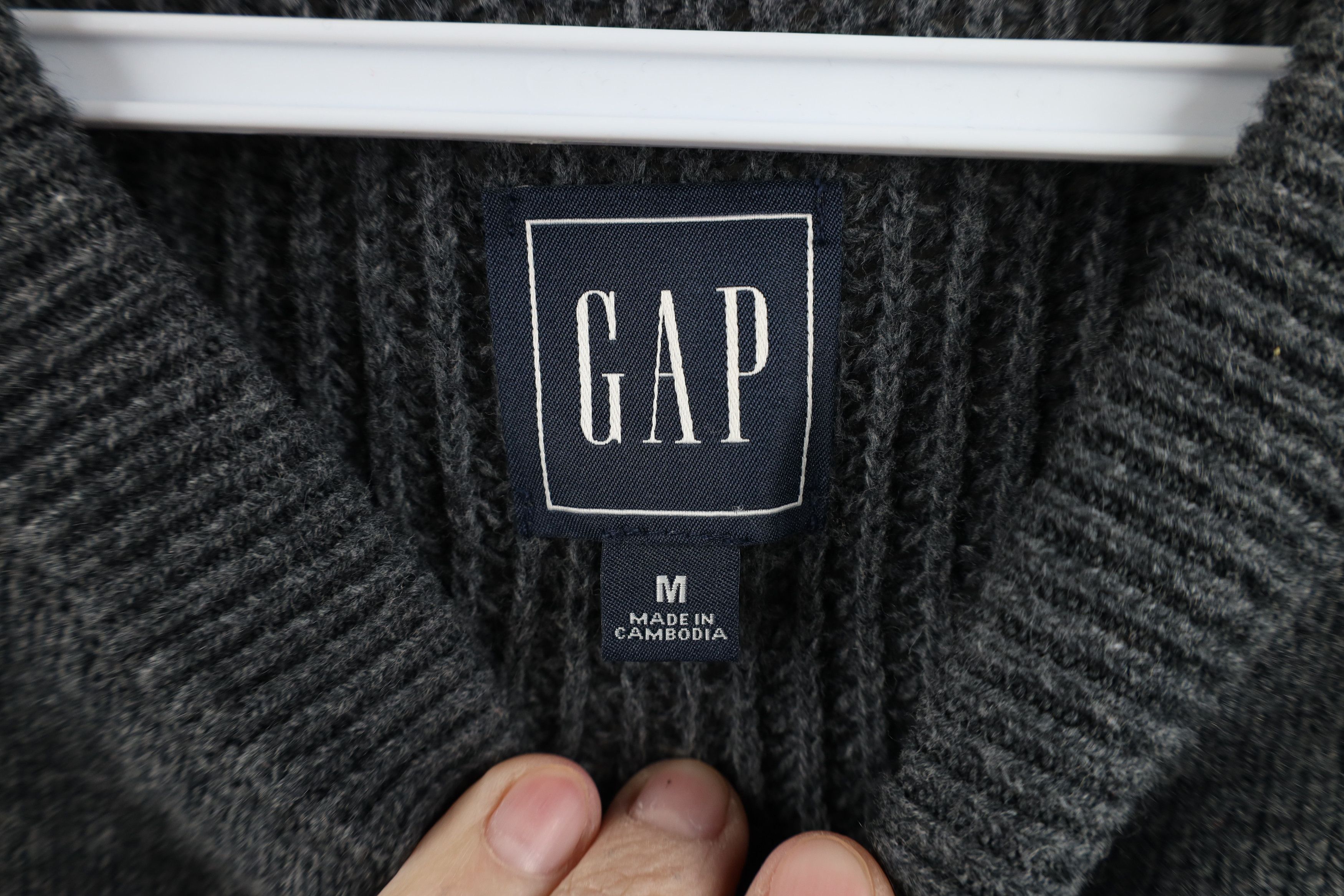 Gap × Vintage Vintage Gap Blank Cotton Ribbed Knit Henley Sweater Gray Size US M / EU 48-50 / 2 - 5 Thumbnail