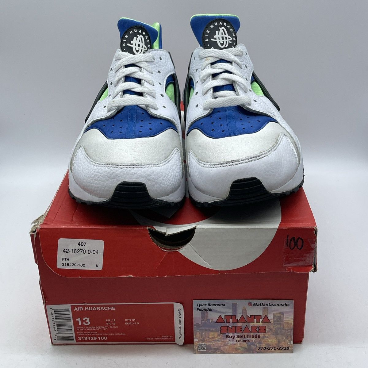 Nike Air huarache scream green Size US 13 / EU 46 - 2 Thumbnail