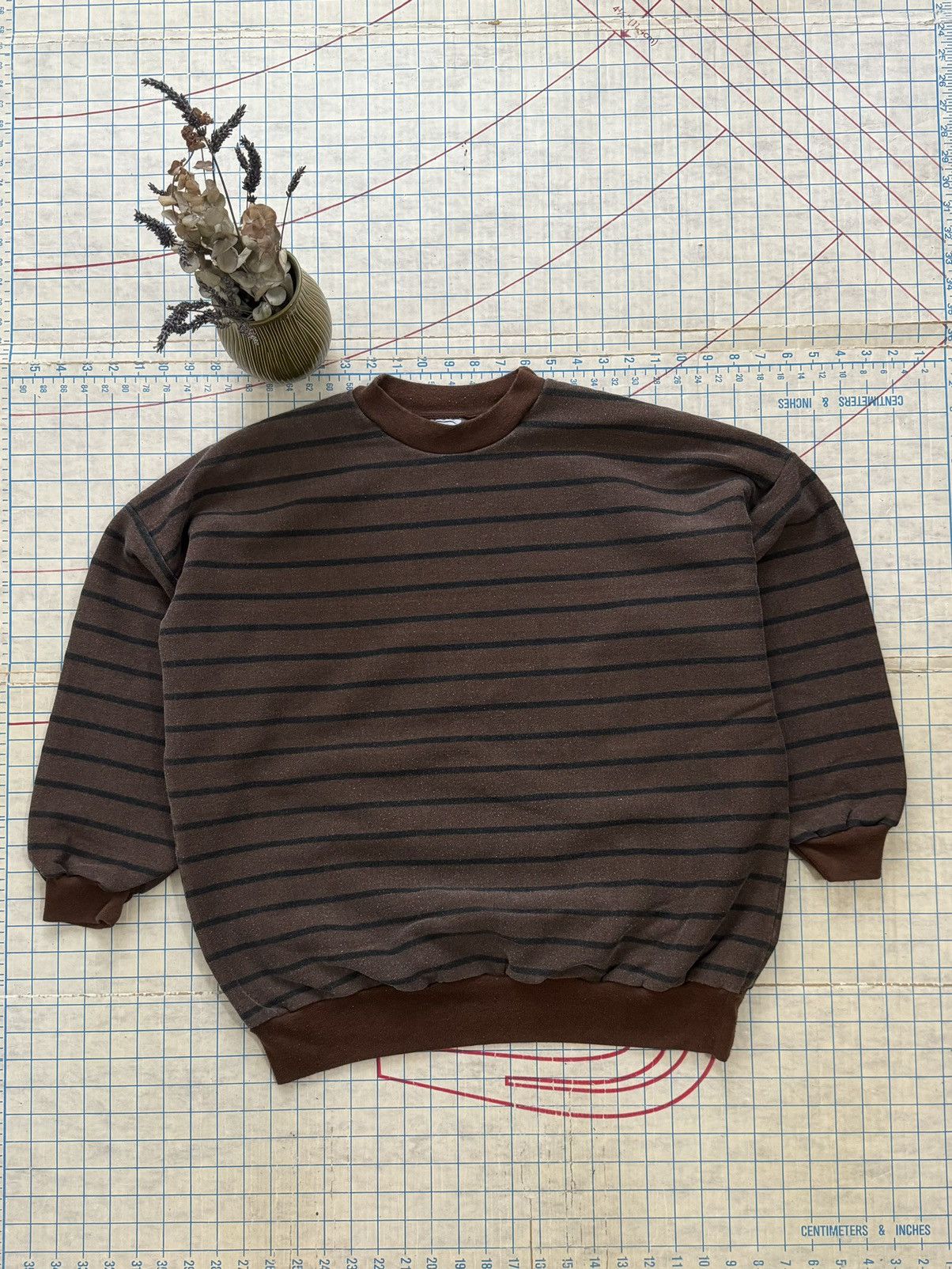 Other × Vintage Vintage 80-90’s Brown Striped Pull Over Crewneck Womens XL Size XL / US 12-14 / IT 48-50 - 1 Thumbnail