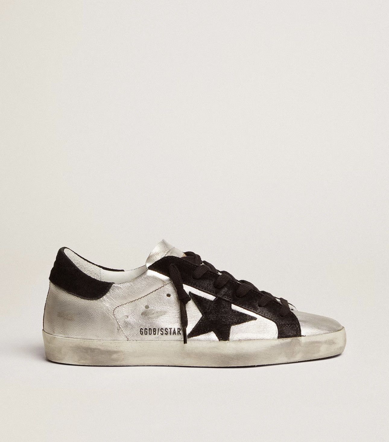Golden Goose Women's Super-Star in silver leather with contrasting insert Size US 9.5 / IT 39.5 - 1 Thumbnail