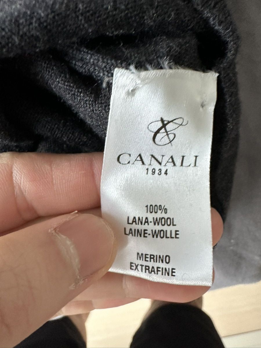 Canali Canali Slim Fit Merino Wool Sweater Charcoal Gray - IT 48 Size US M / EU 48-50 / 2 - 4 Thumbnail