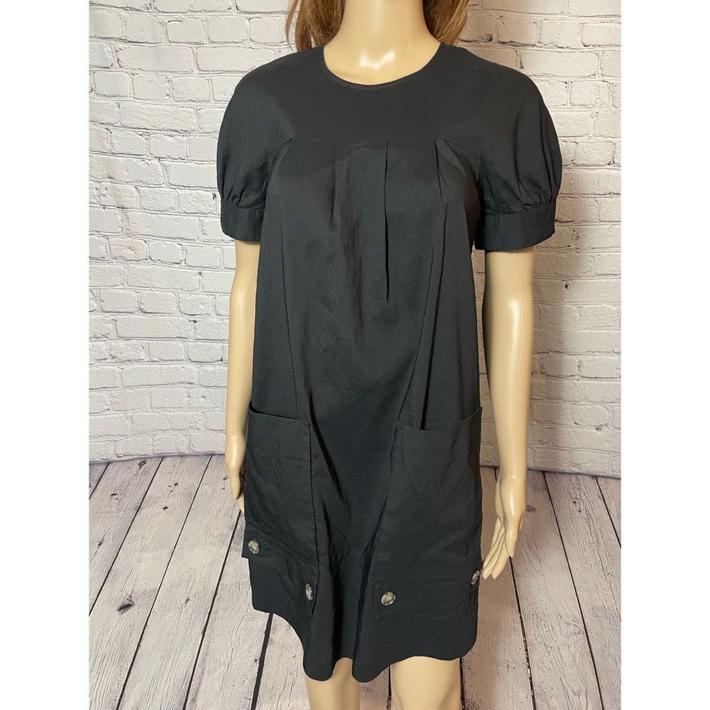 Theory Theory Linen Blend Short Sleeve Large Pockets Black Mini Dr Size S / US 4 / IT 40 - 2 Thumbnail