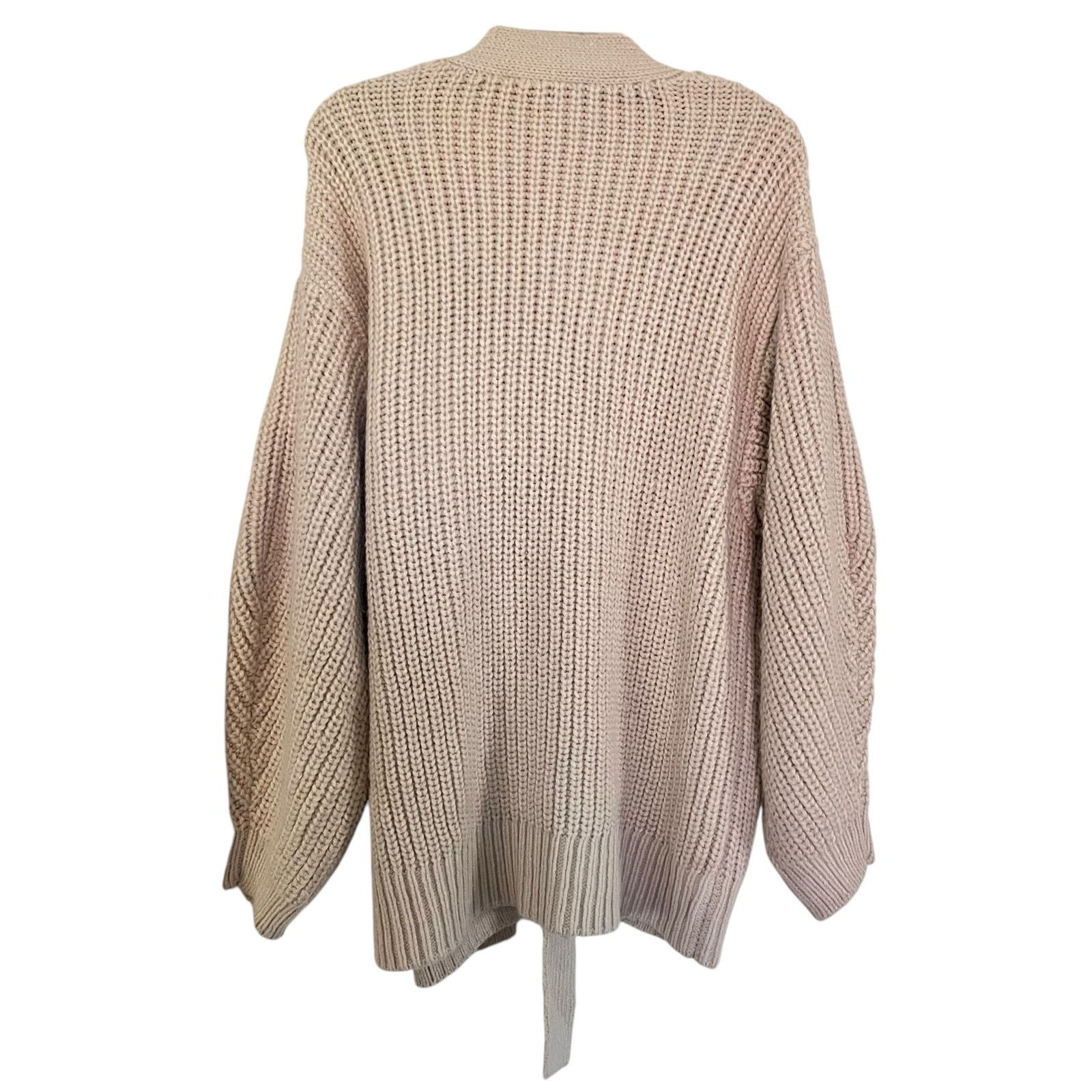 Zara Zara Cream Beige Ribbed Knit Tie Waist Oversized Sweater Size L / US 10 / IT 46 - 7 Thumbnail