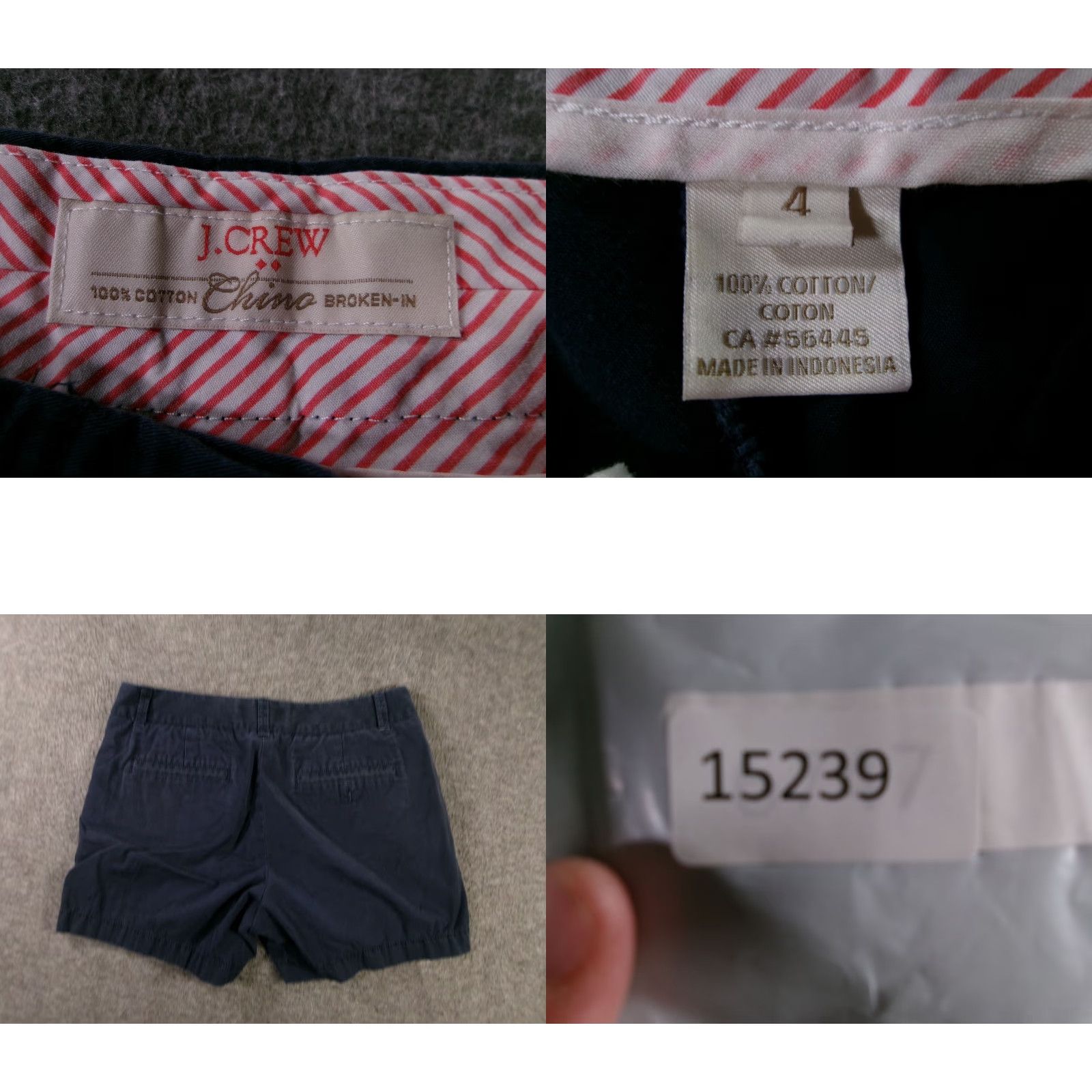J.Crew J.CREW Chino Shorts Womens 4 Navy Cotton Casual Mid Rise Everyday Size 27" / US 4 / IT 40 - 8 Thumbnail