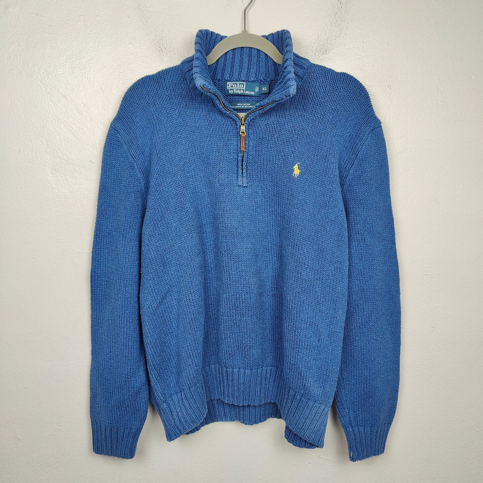 Polo Ralph Lauren Vintage Polo Ralph Lauren 1/4 Zip Sweater Mens XL Blue Size US XL / EU 56 / 4 - 1 Thumbnail