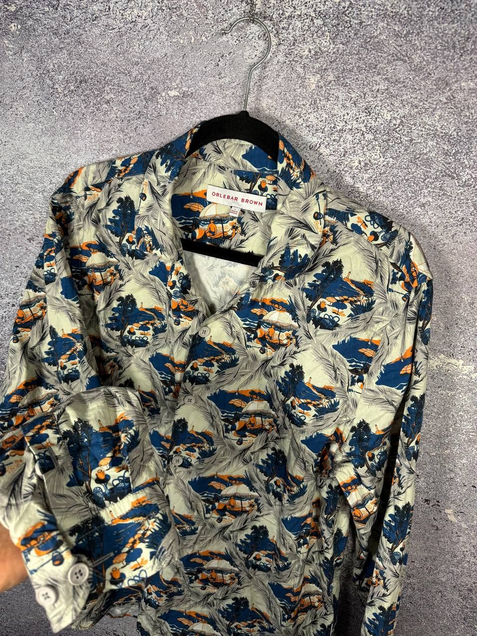 Orlebar Brown Orlebar Brown Shirt Men's Large Alloy Aqua Giles Print Size US L / EU 52-54 / 3 - 12 Thumbnail