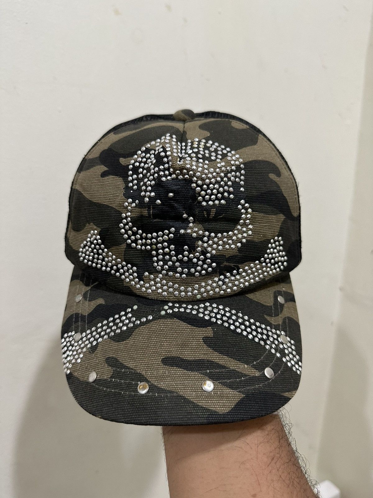 Japanese Brand VTG Skull Punk Bling Camo Trucked Hat Size ONE SIZE - 2 Thumbnail