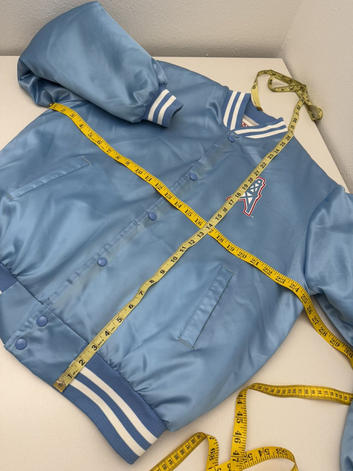 NFL Vintage 80s Houston Oilers Satin Bomber Jacket Locker Line L Size US L / EU 52-54 / 3 - 6 Thumbnail