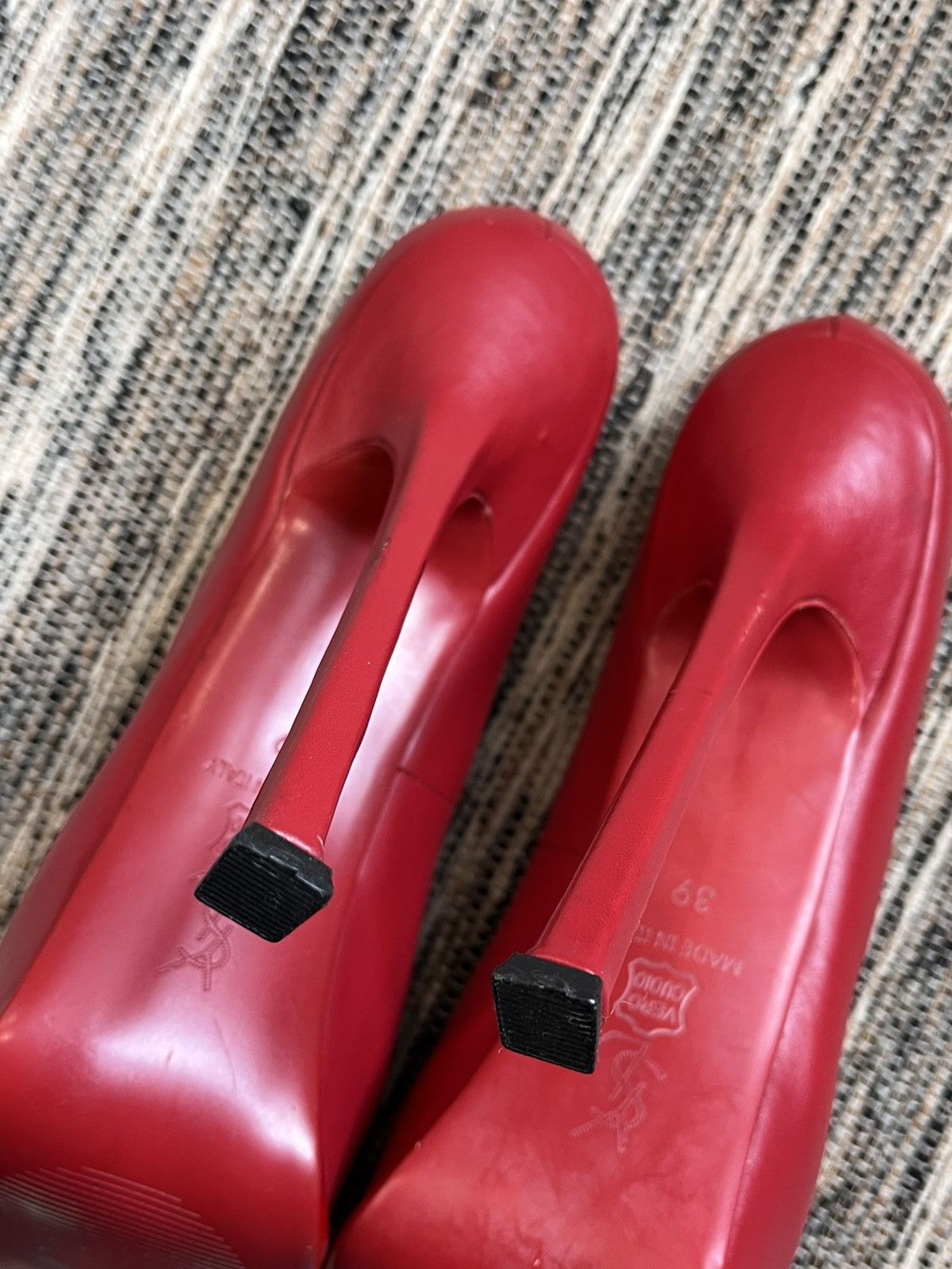 Vintage × Yves Saint Laurent Vintage Yves Saint Laurent high Heels Red Leather shoes Size US 9 / IT 39 - 14 Thumbnail