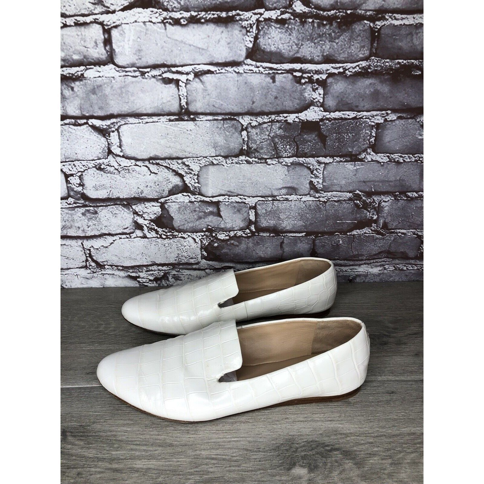 Veronica Beard Veronica Beard Griffin White Leather Croc Embossed Loafer Fl Size US 9.5 / IT 39.5 - 22 Thumbnail