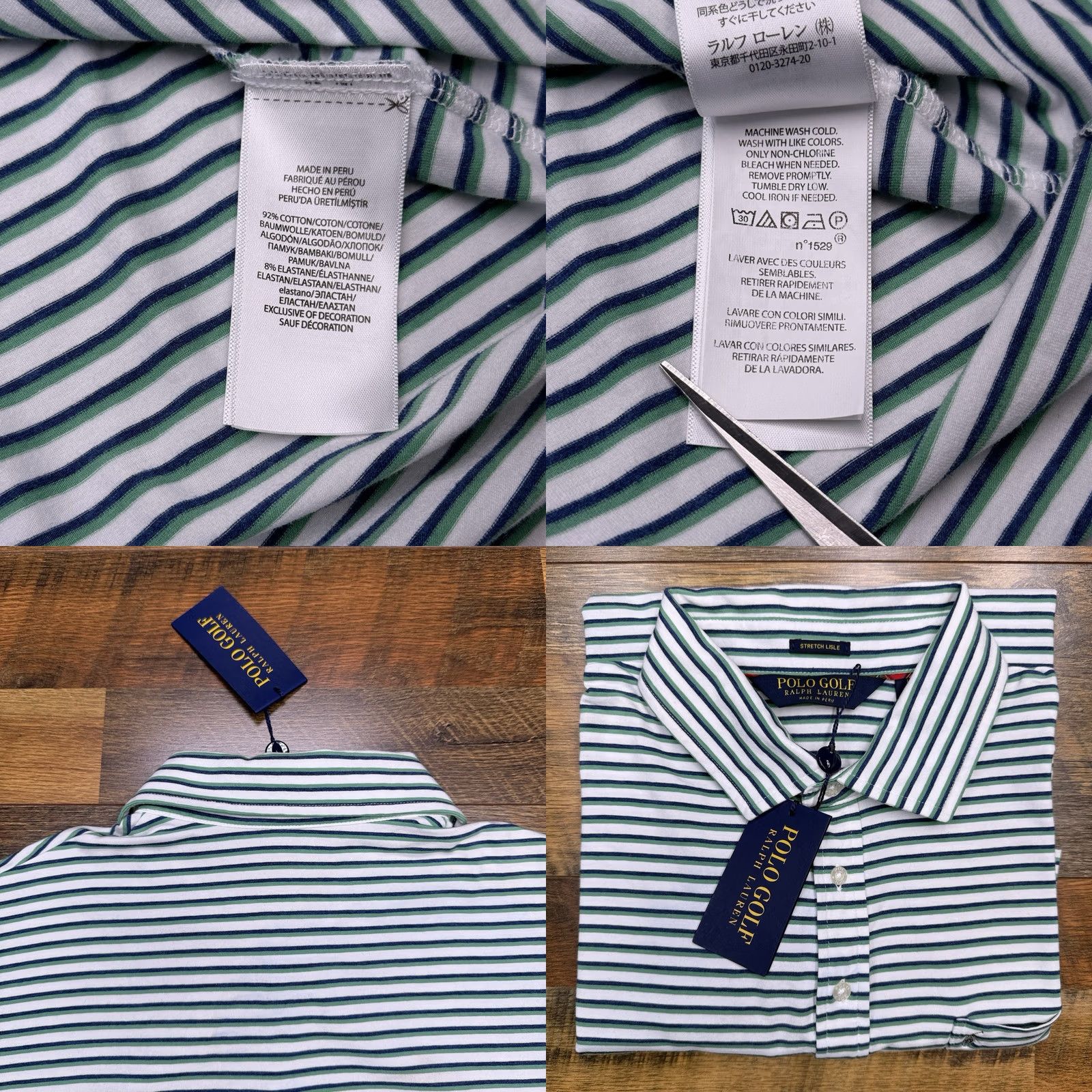 Ralph Lauren Polo Golf Ralph Lauren Stretch Lisle Shirt Mens Large Green Striped New Size US L / EU 52-54 / 3 - 8 Thumbnail