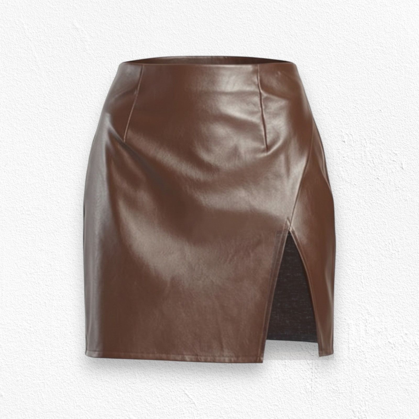 Other Dark Brown Vegan Leather Mini Skirt Size Small Size 26" / US 2 / IT 38 - 1 Thumbnail